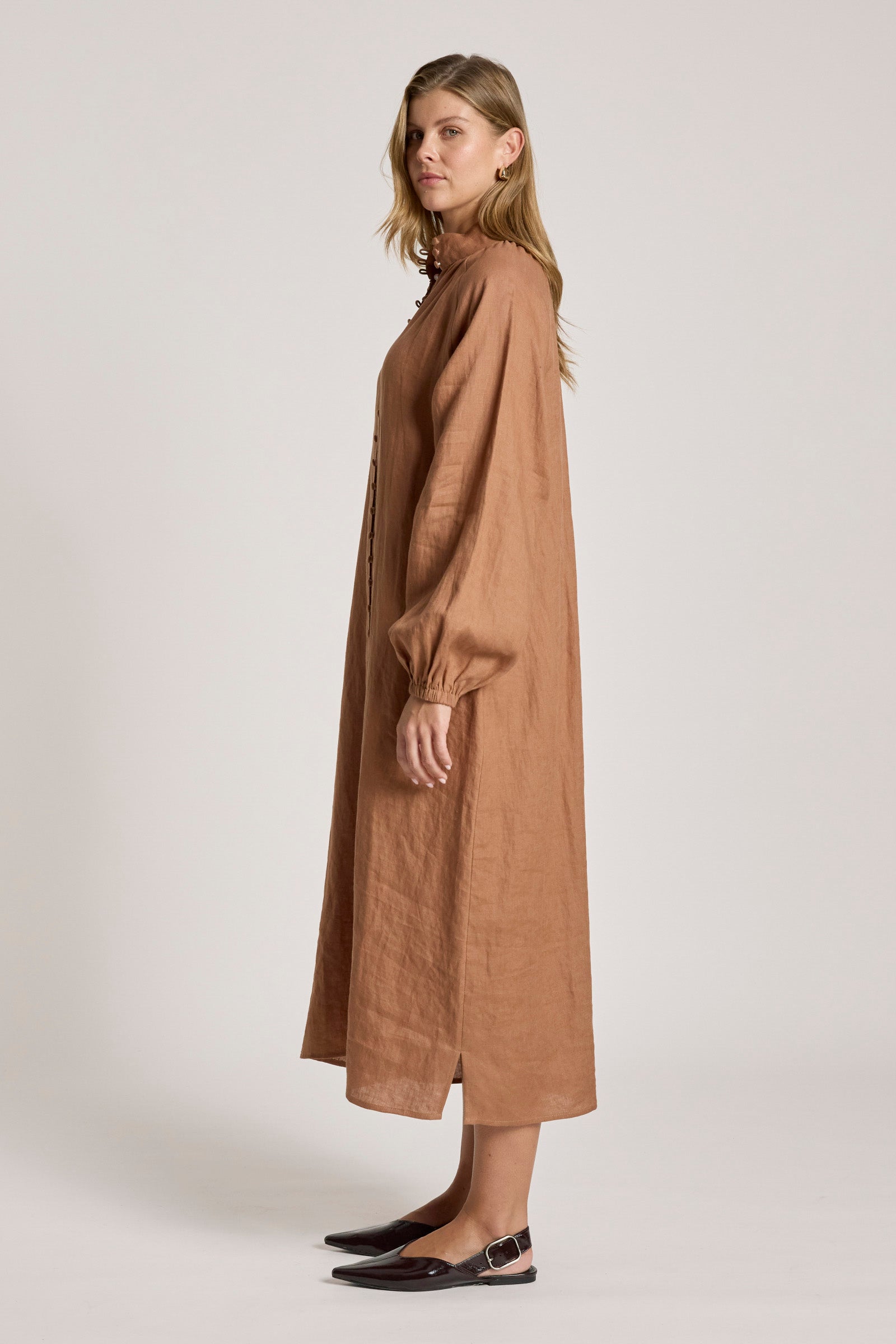 Bajau Button Dress - Clay