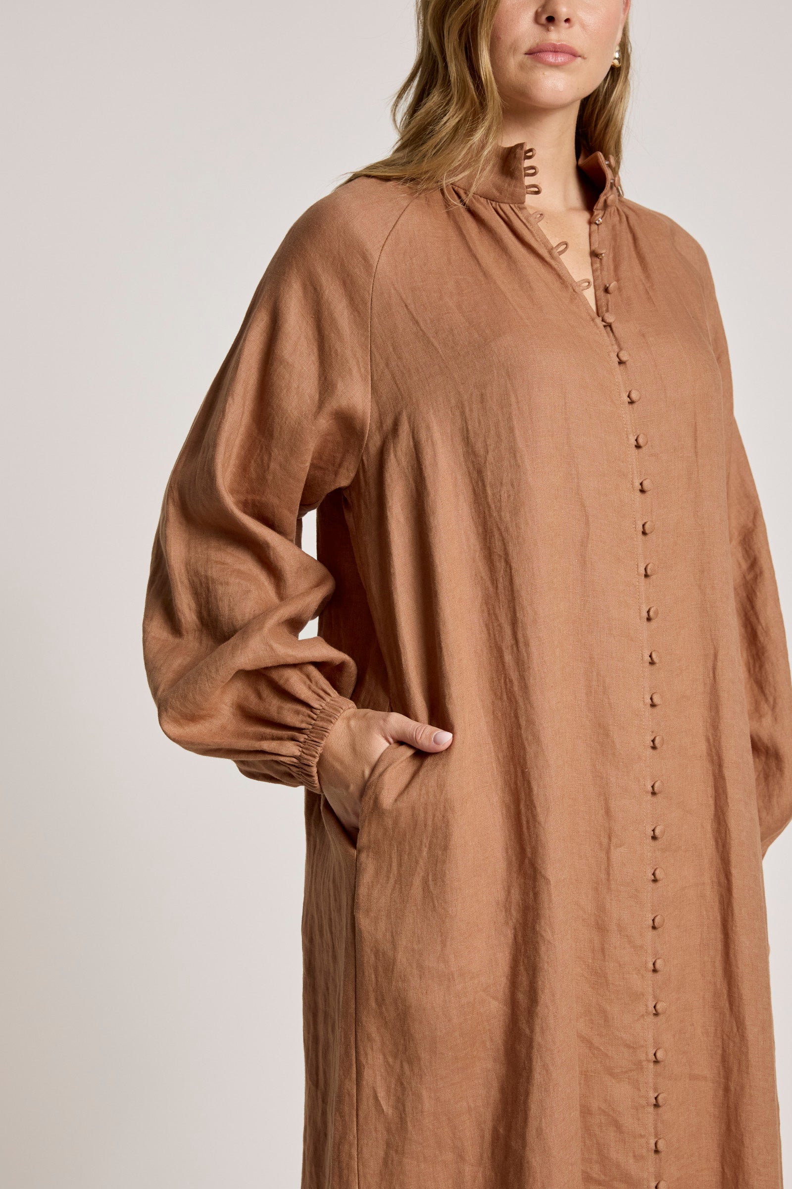 Bajau Button Dress - Clay