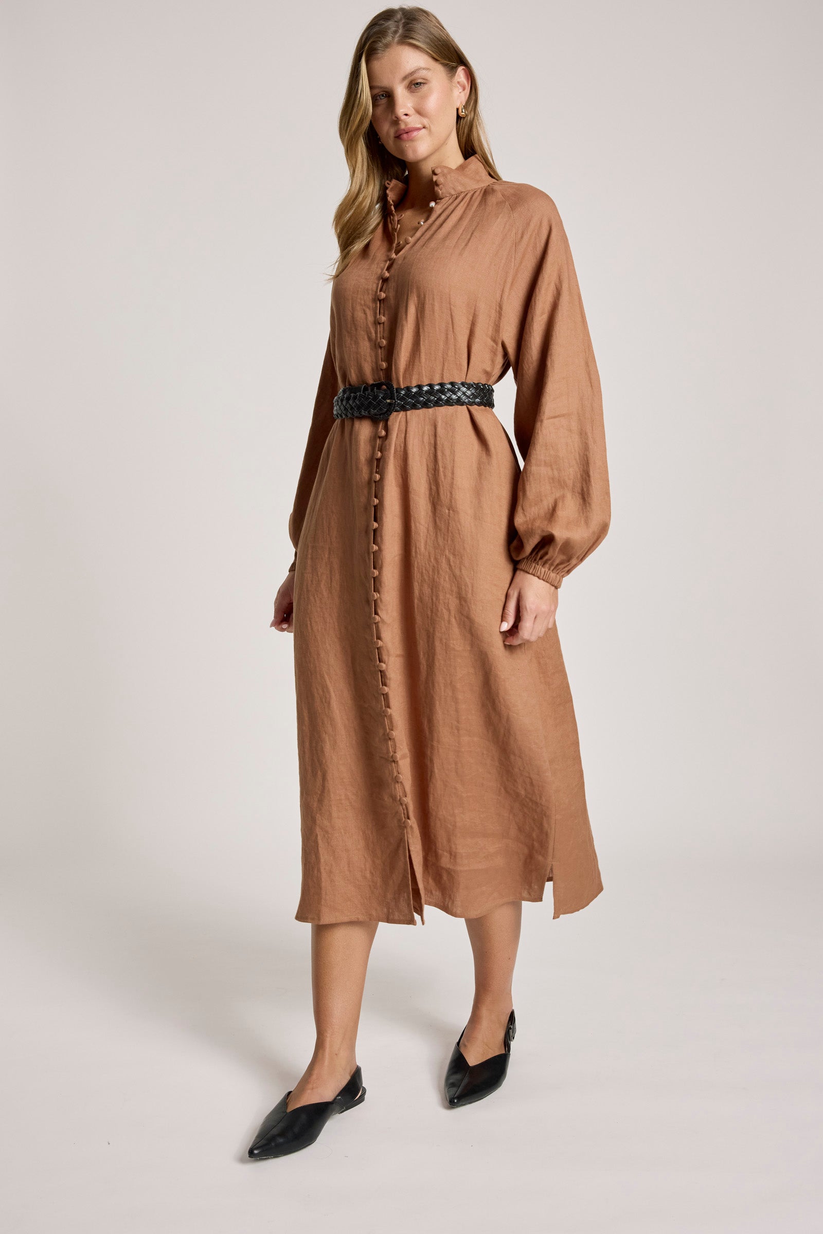 Bajau Button Dress - Clay