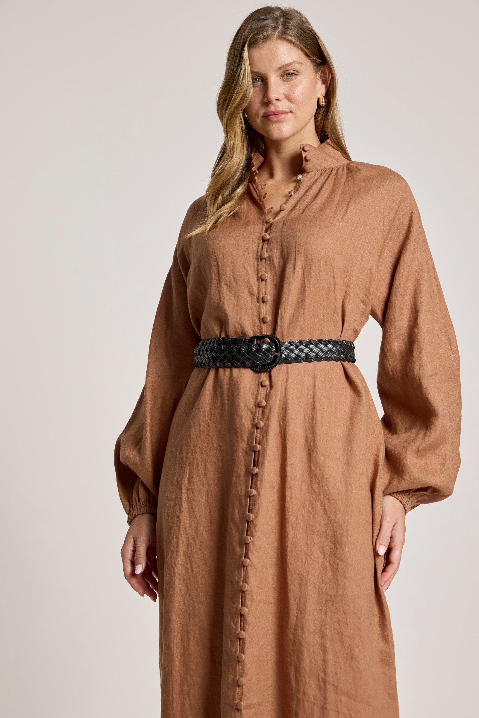 Bajau Button Dress - Clay