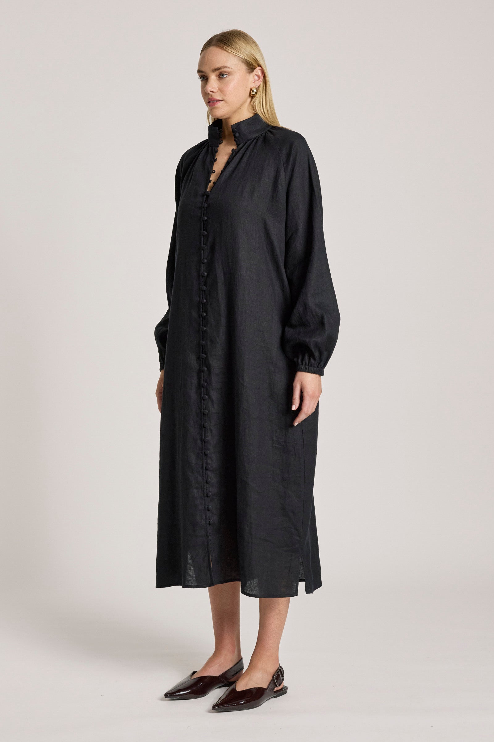 Bajau Button Dress - Black