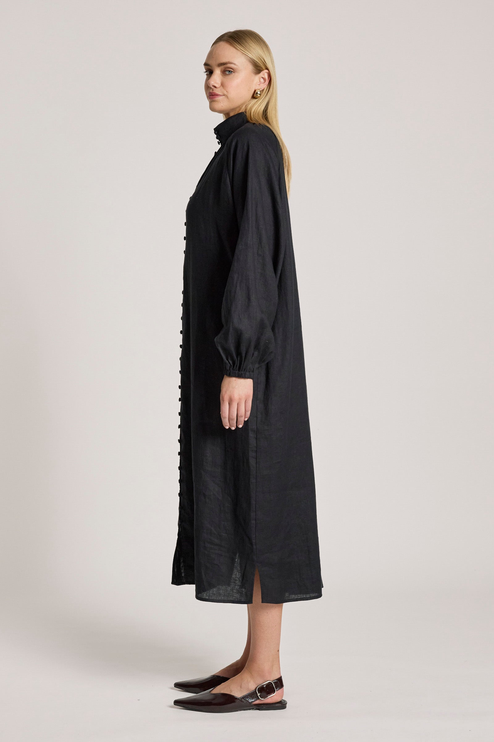 Bajau Button Dress - Black