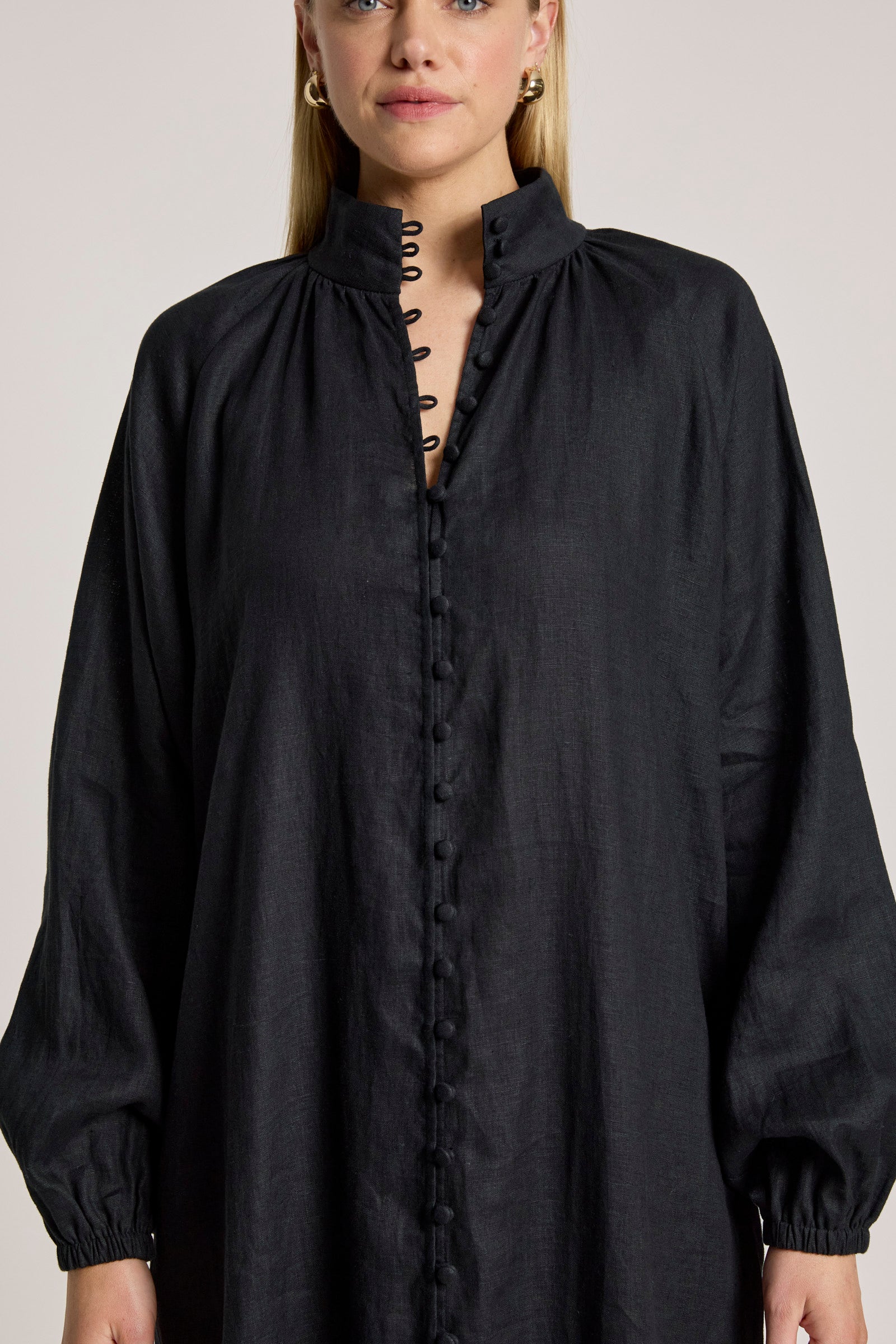 Bajau Button Dress - Black