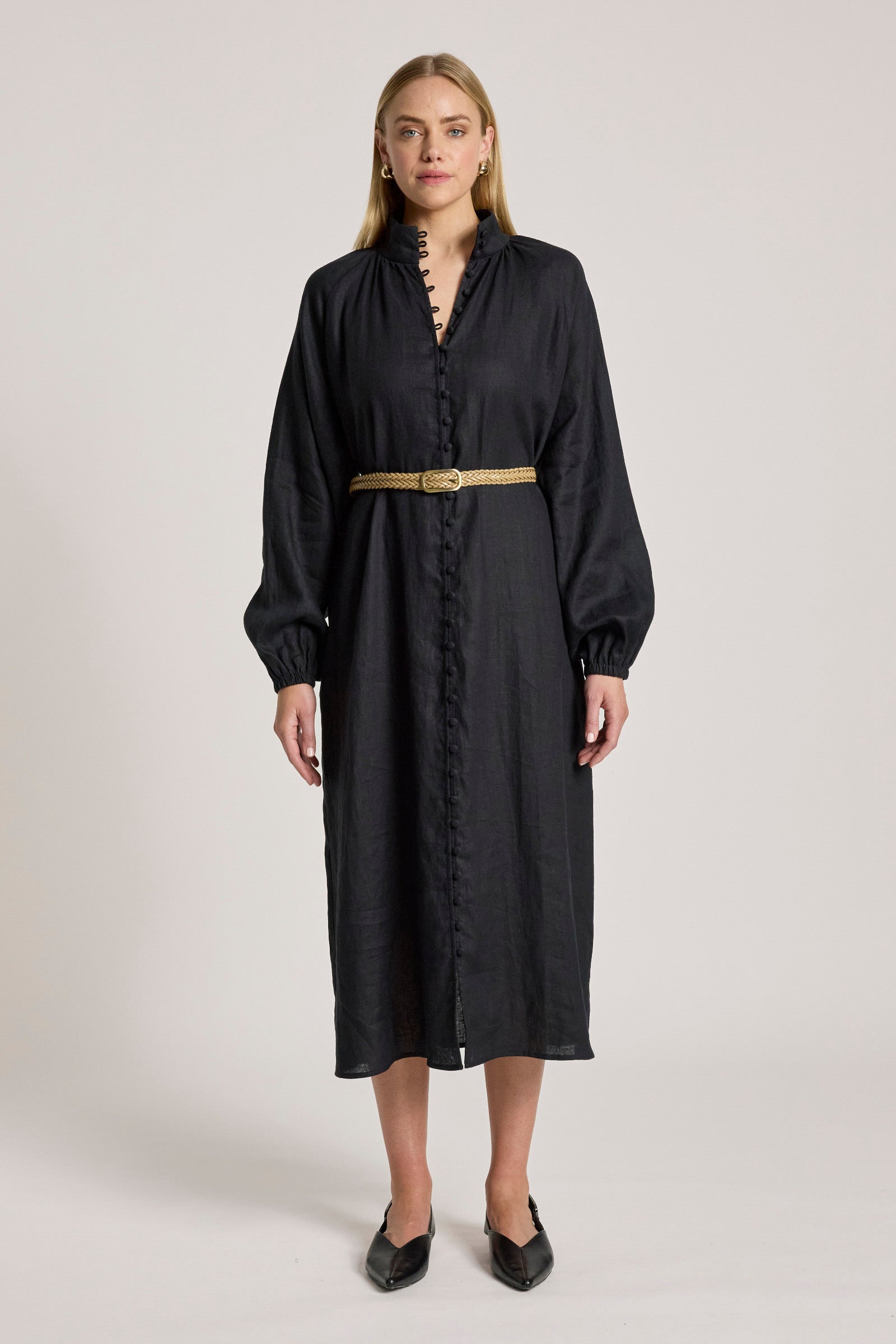Bajau Button Dress - Black