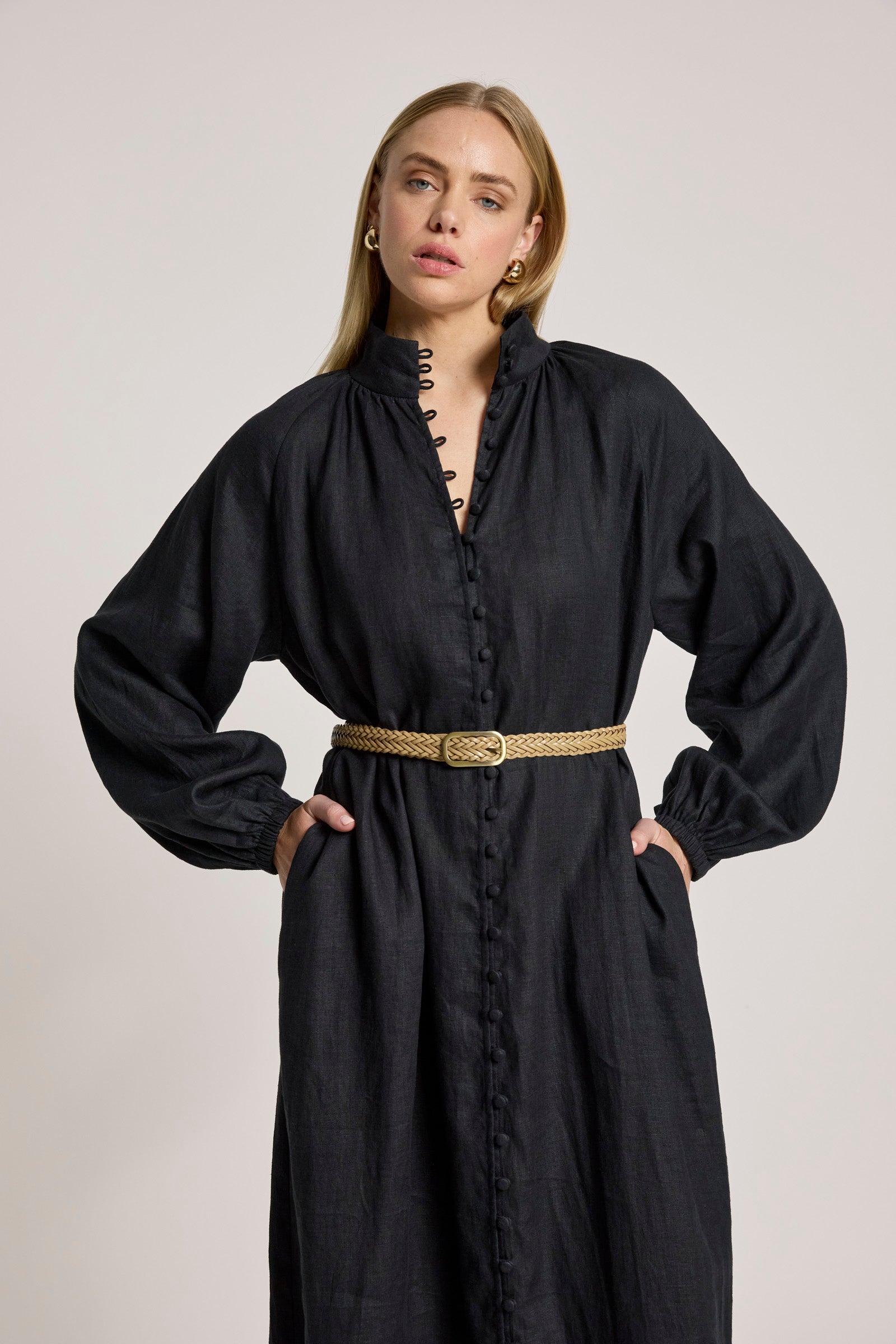 Bajau Button Dress - Black