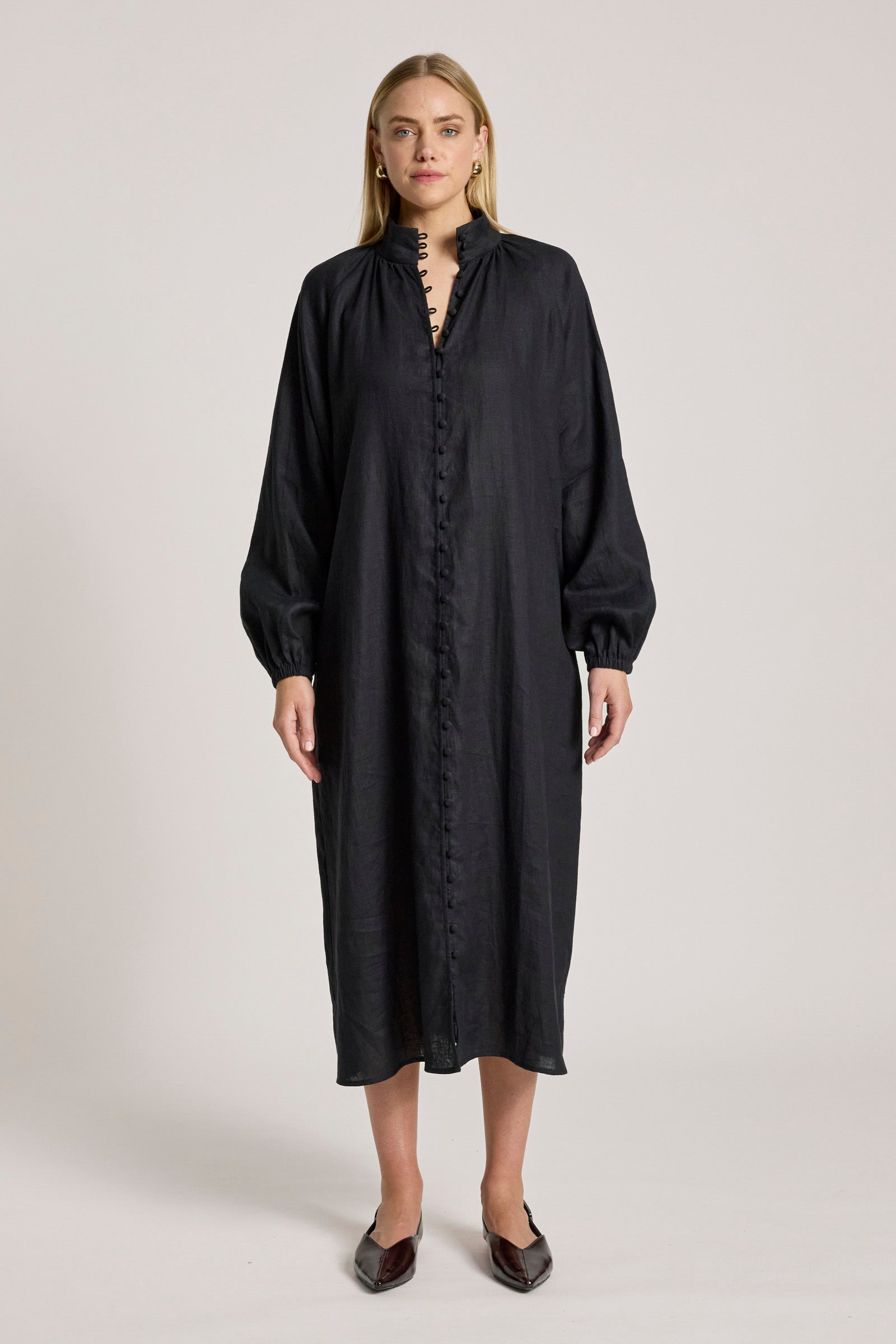 Bajau Button Dress - Black