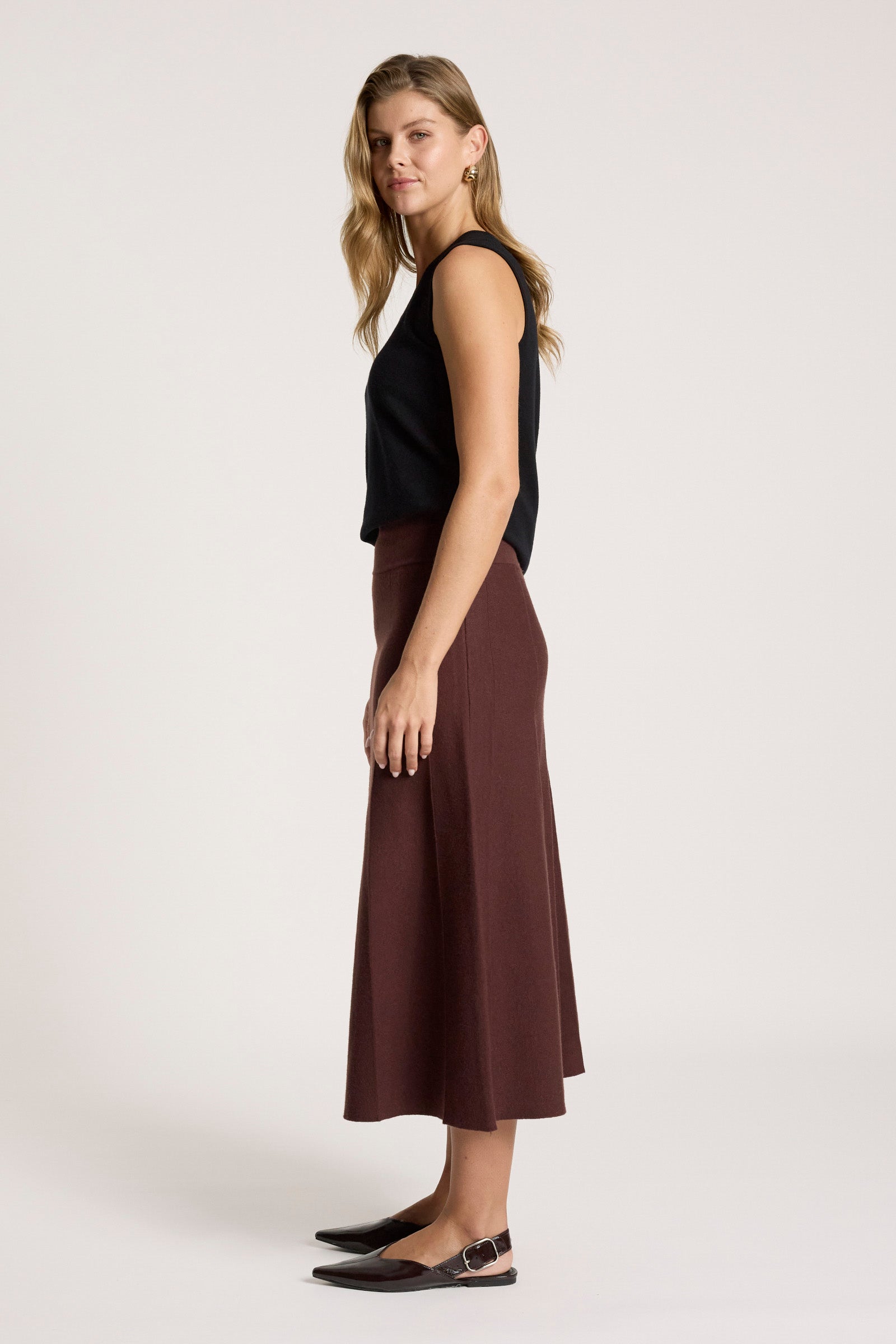 Zala Knit Skirt - Mahogany