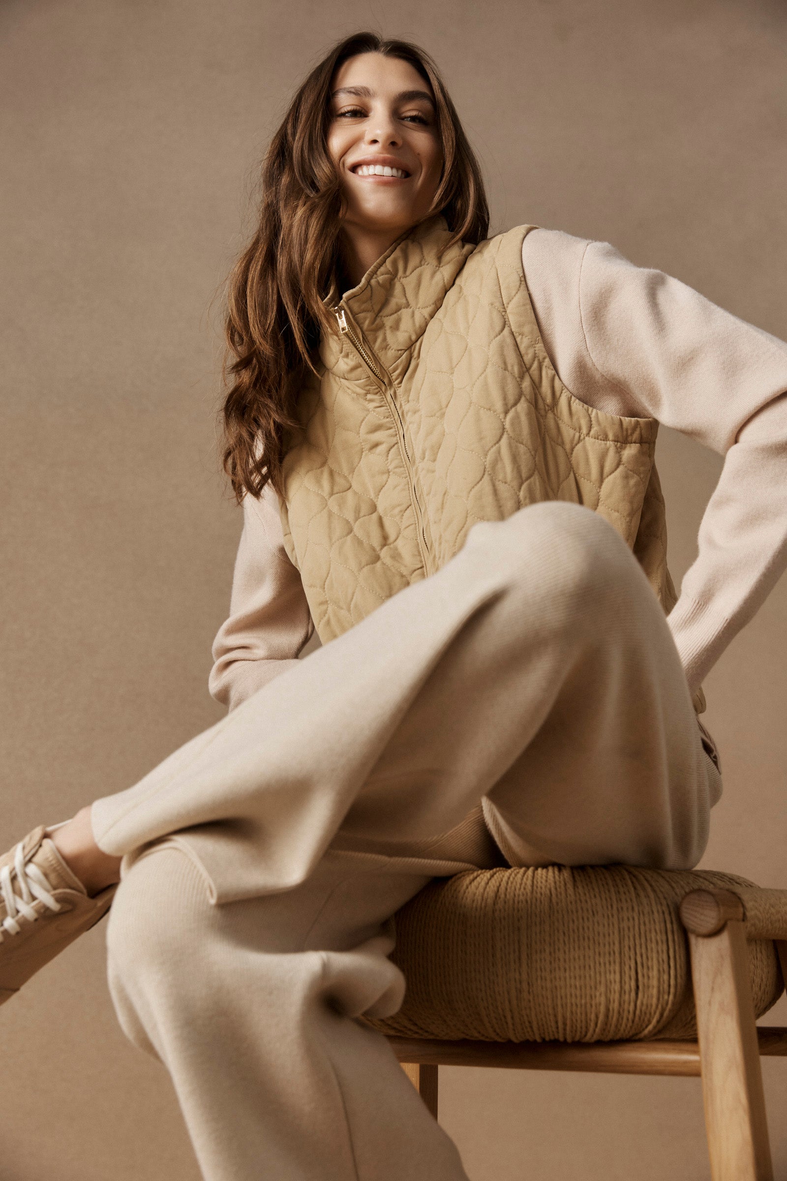 Sansi Quilted Crop Vest - Dune