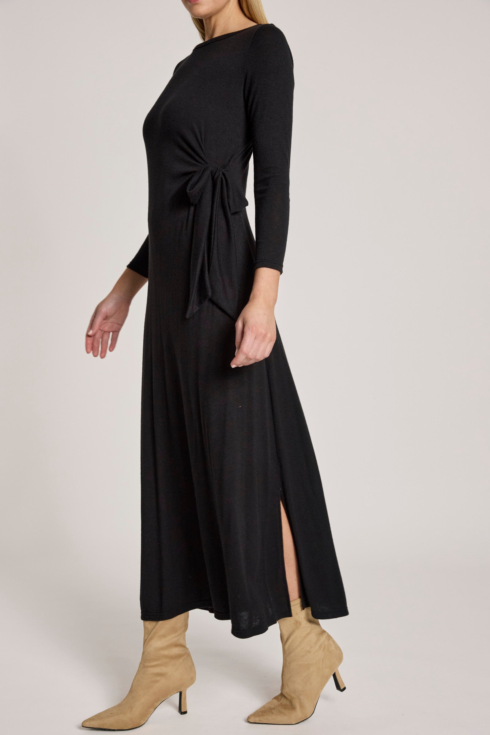 Aria Tie Maxi Dress - Black