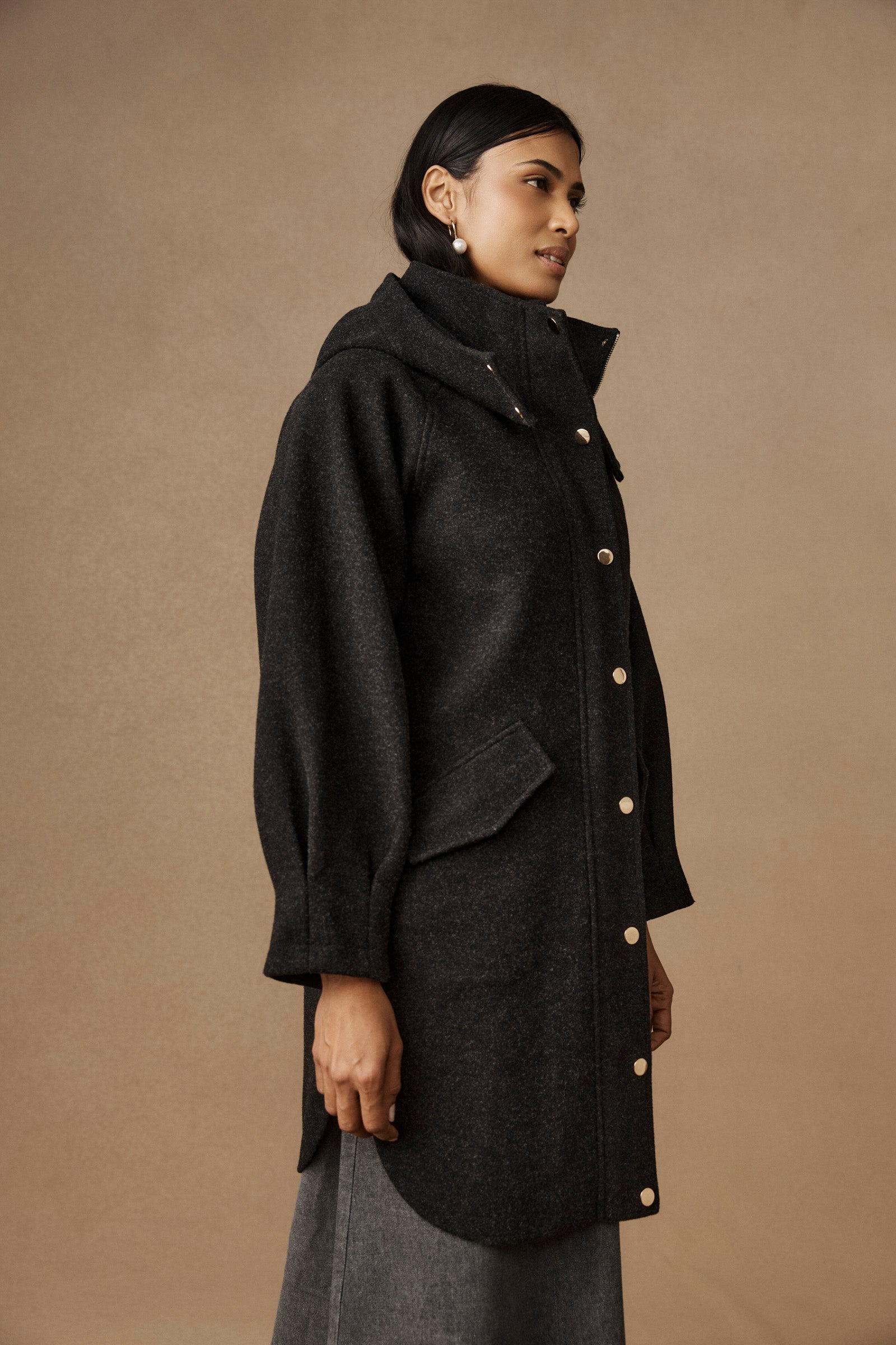 Sable Hood Jacket - Char