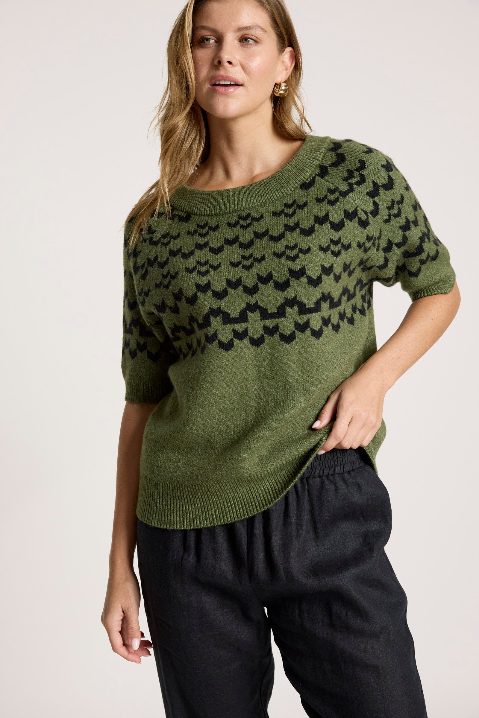 Maasai Knit Top - Pampas/Black