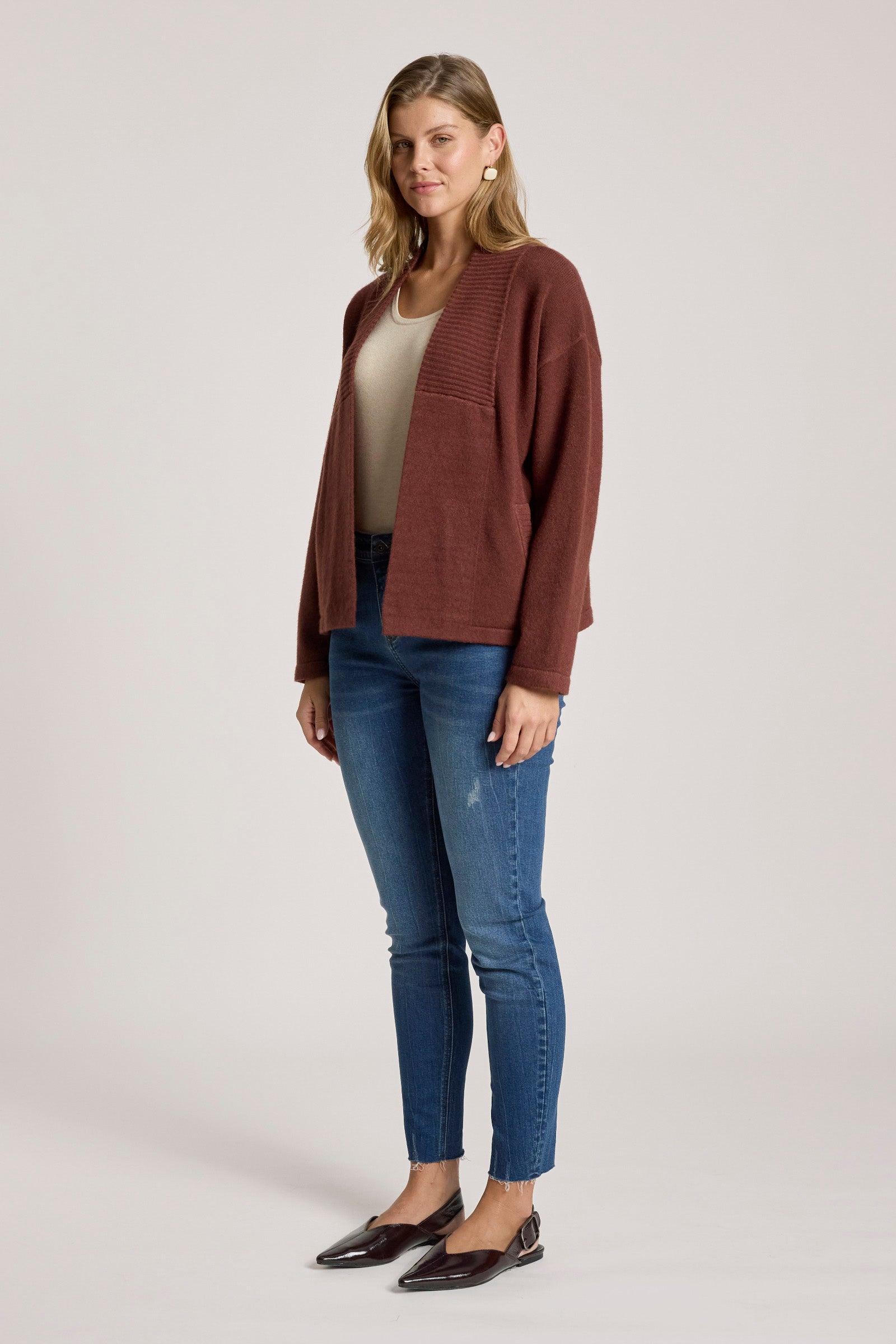 Samira Crop Cardigan - Mahogany