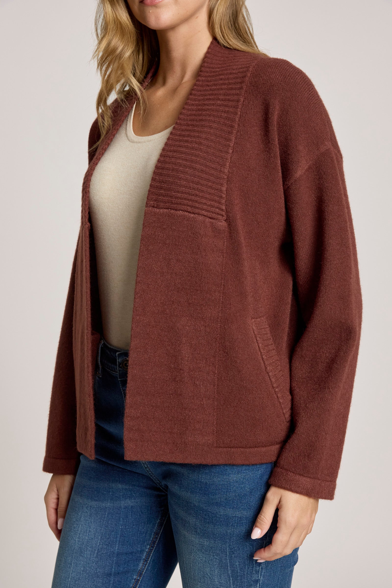 Samira Crop Cardigan - Mahogany
