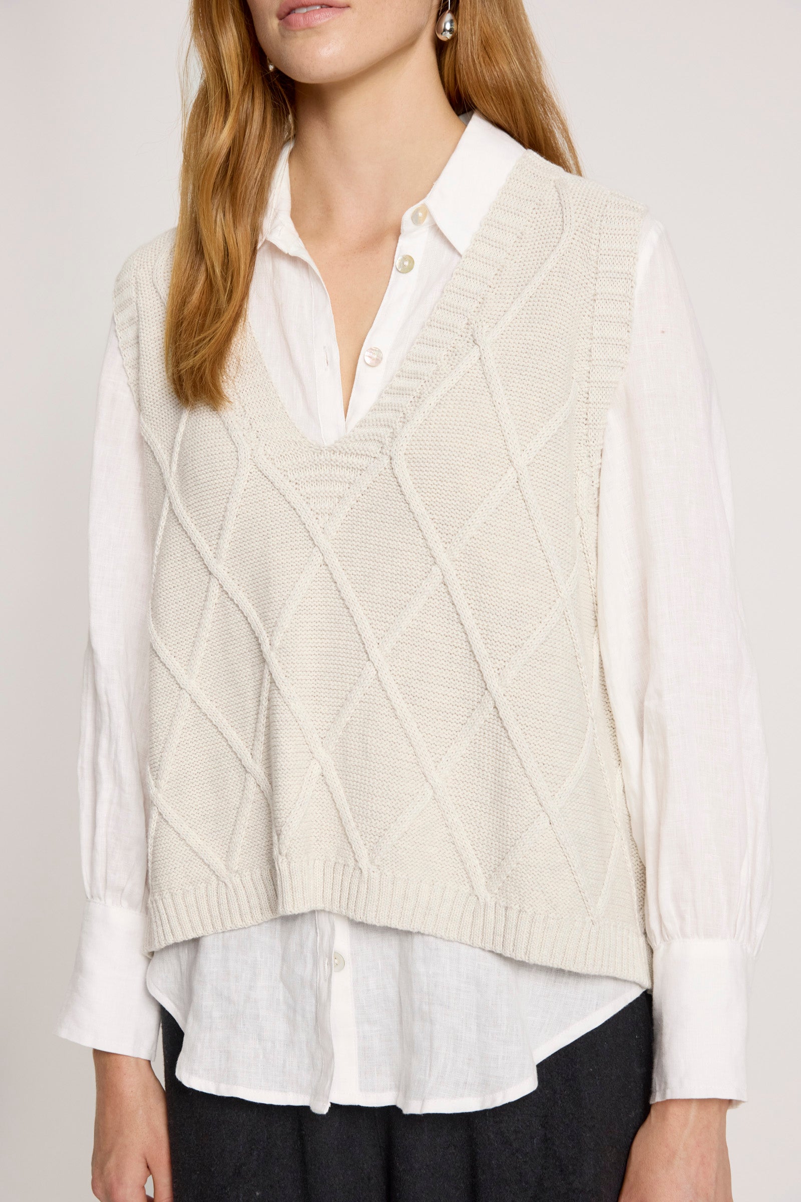 Liora Knit Vest - Bisque