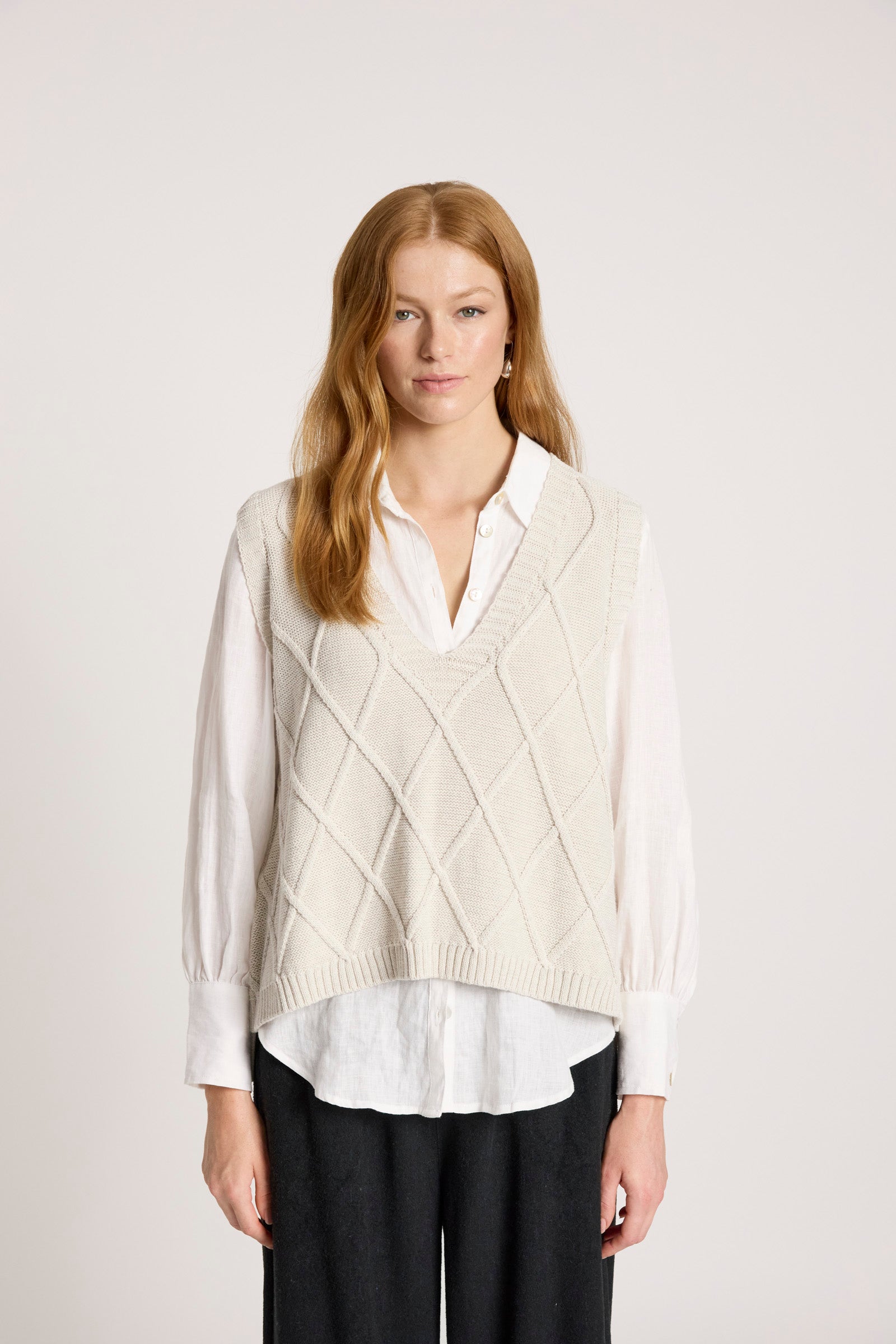Liora Knit Vest - Bisque