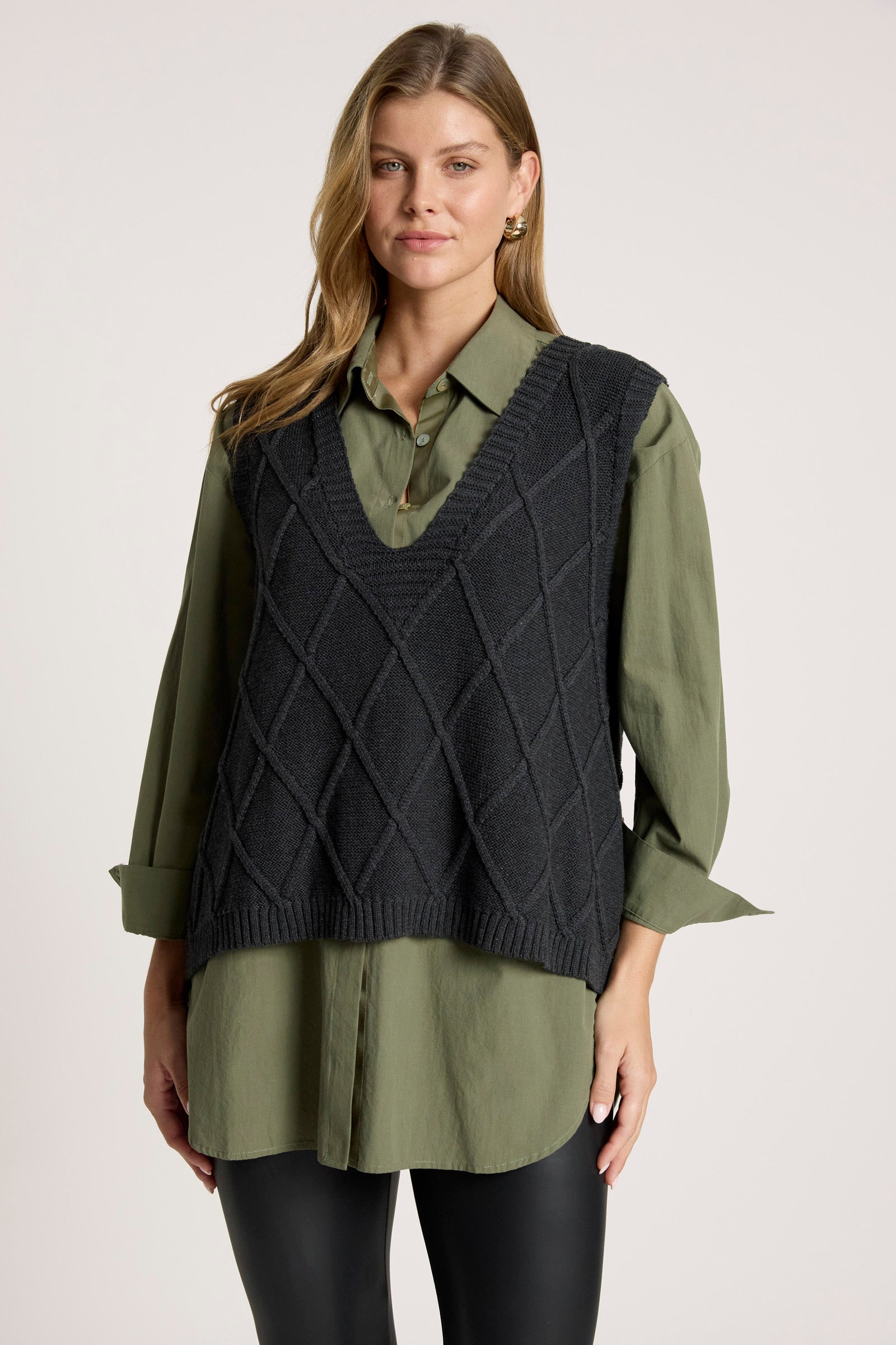 Liora Knit Vest - Char