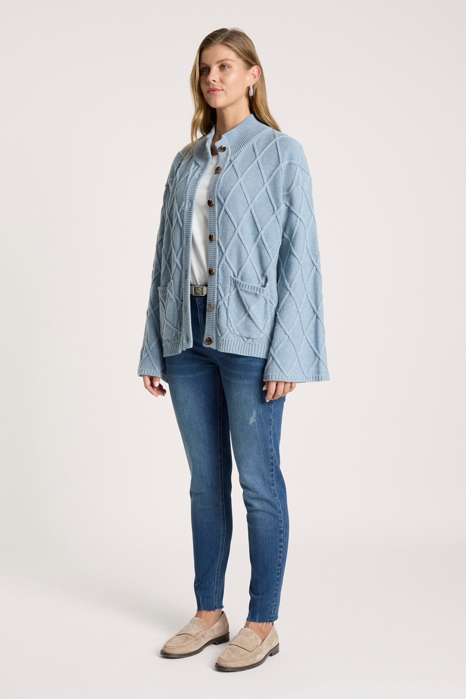 Liora Crop Cardigan - Lake