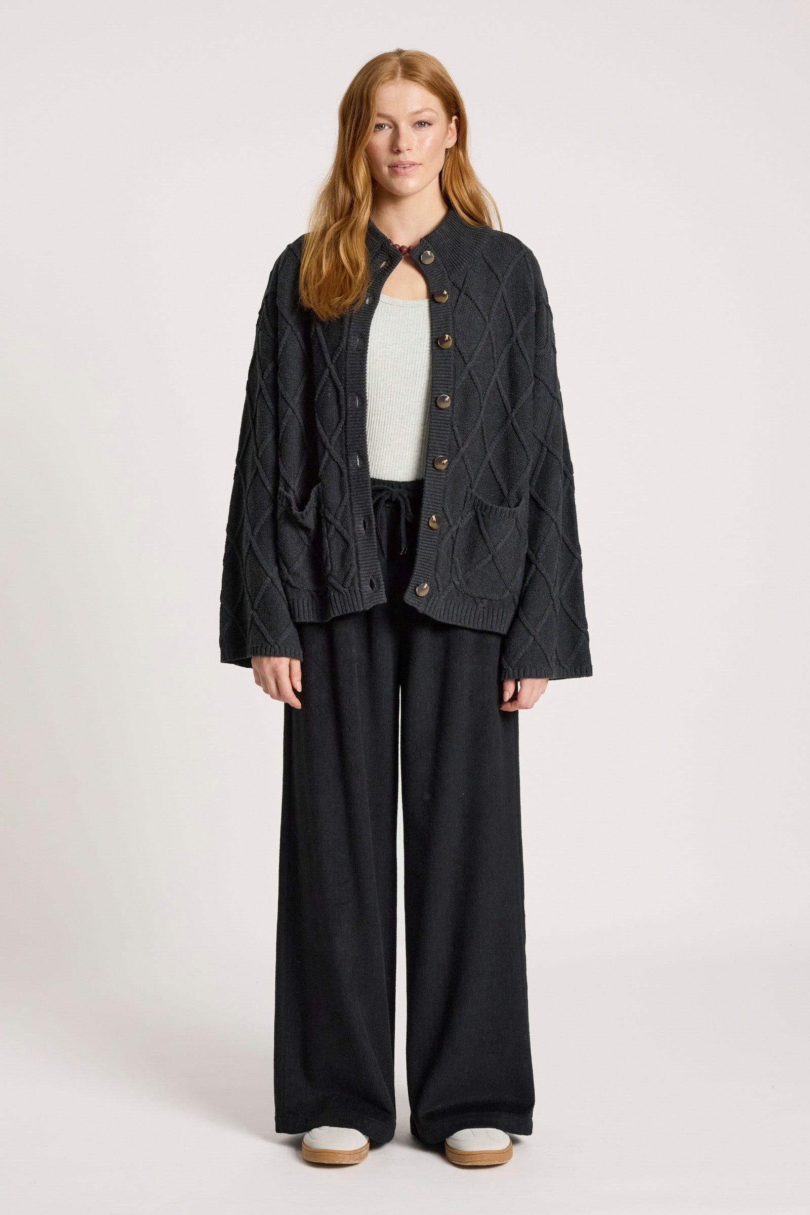 Liora Crop Cardigan - Char