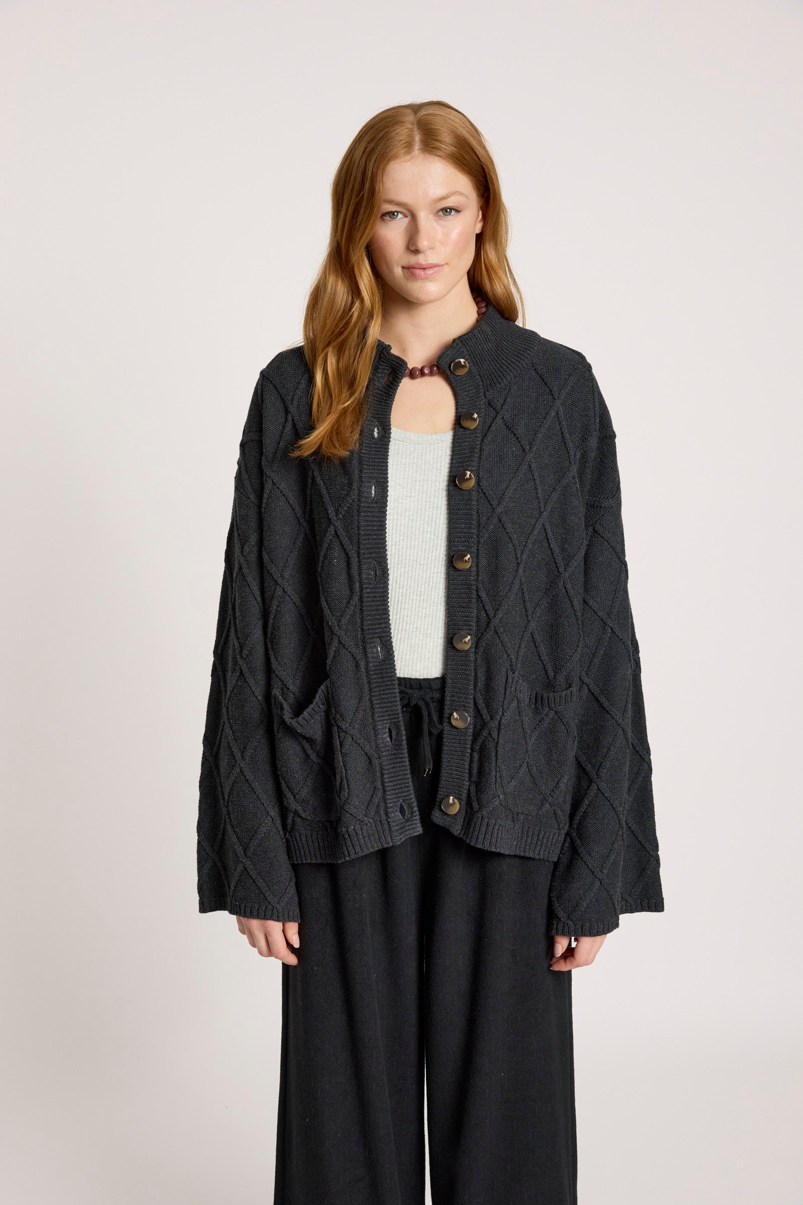 Liora Crop Cardigan - Char