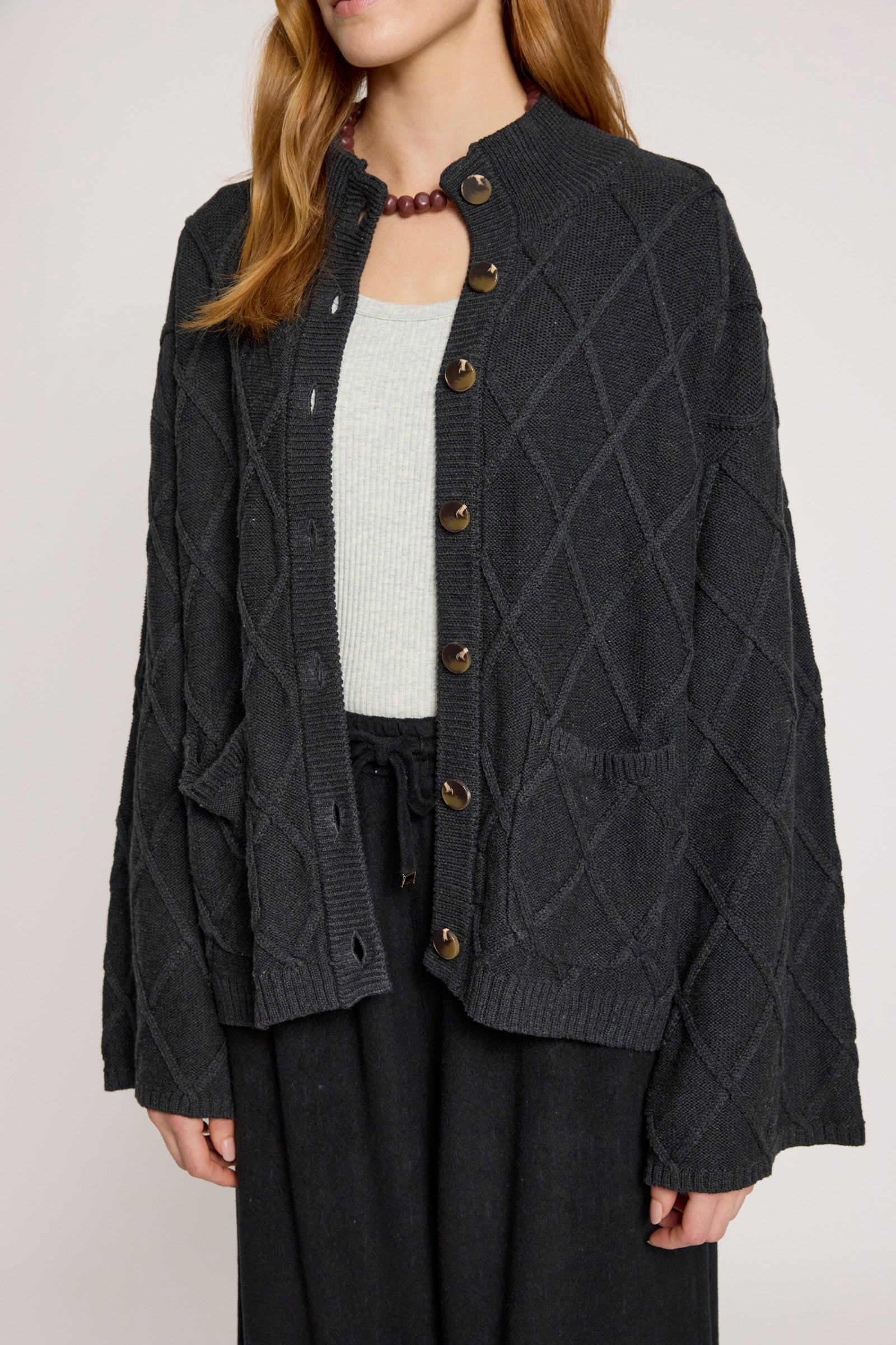 Liora Crop Cardigan - Char