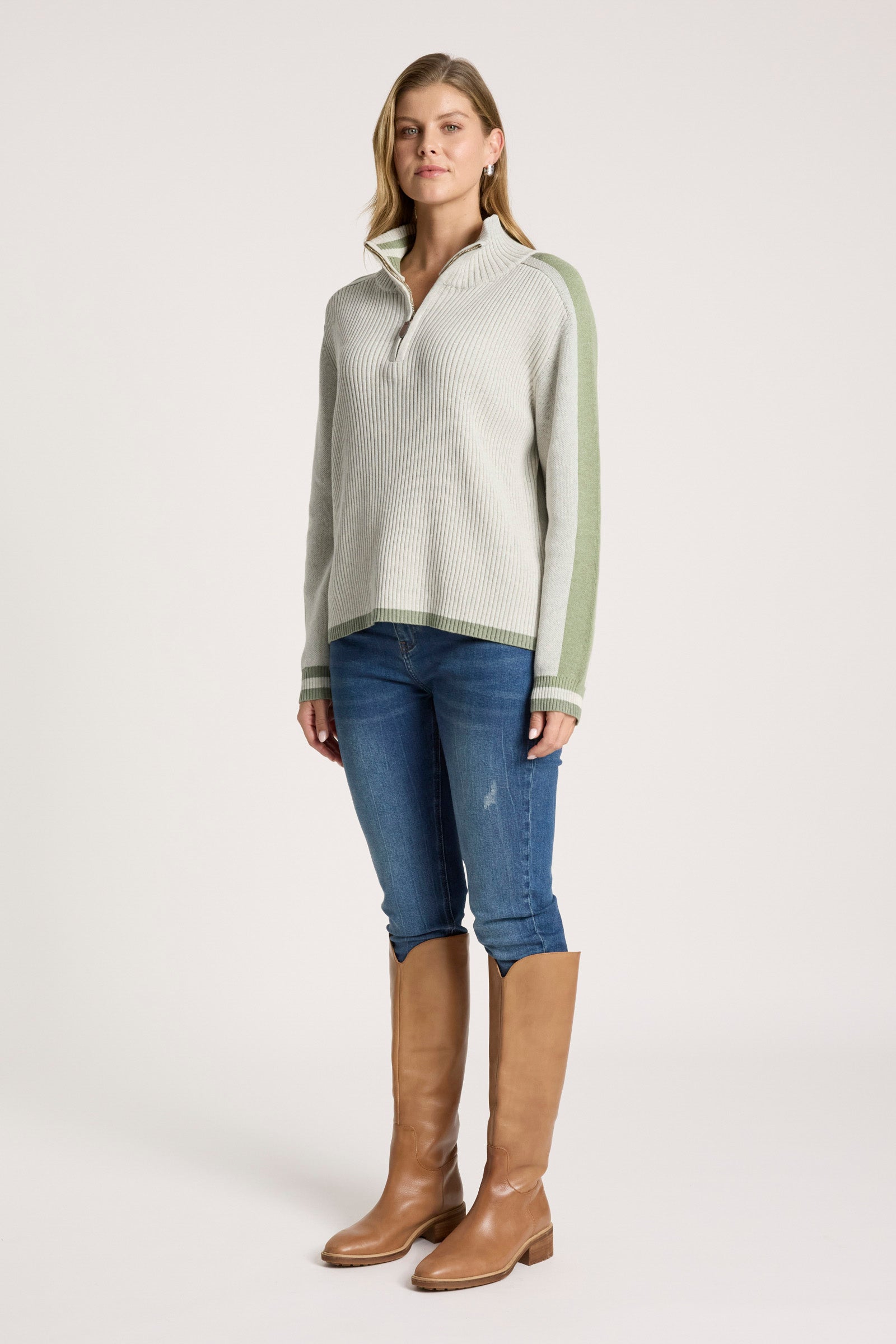 Liora Zip Jumper - Bisque/Sage