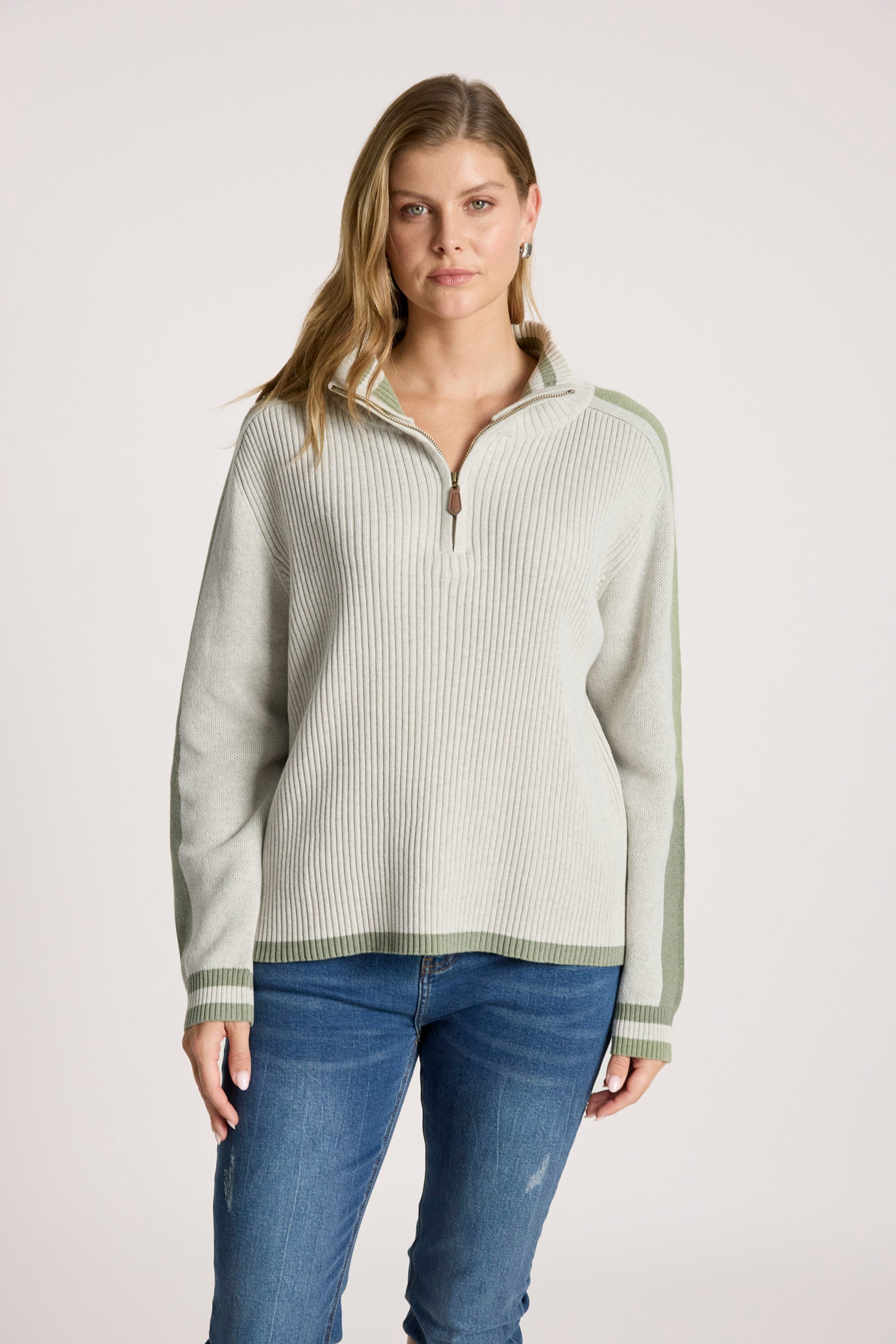 Liora Zip Jumper - Bisque/Sage