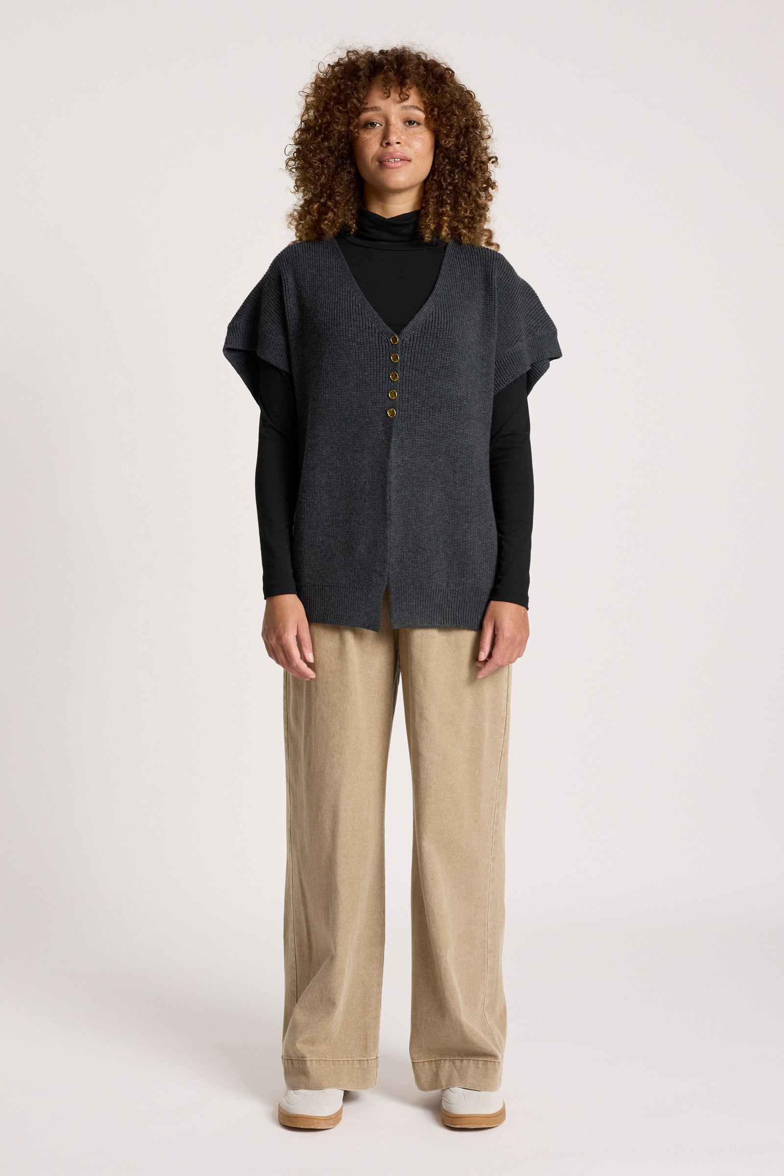 Berber Vest Cardigan - Char