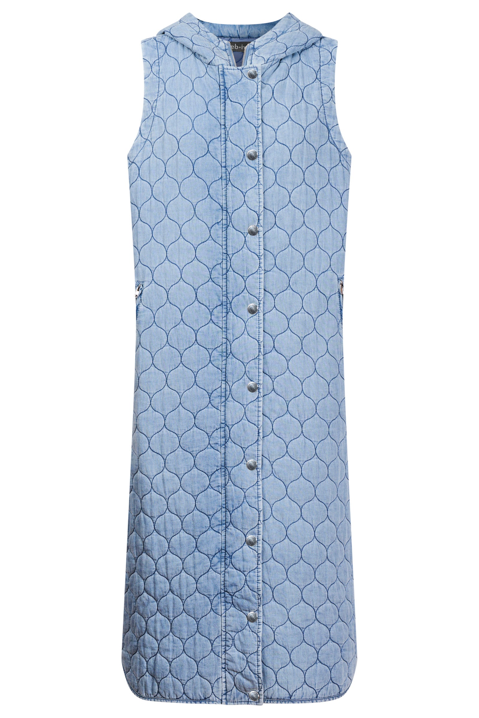 Sansi Quilted Long Vest - Denim