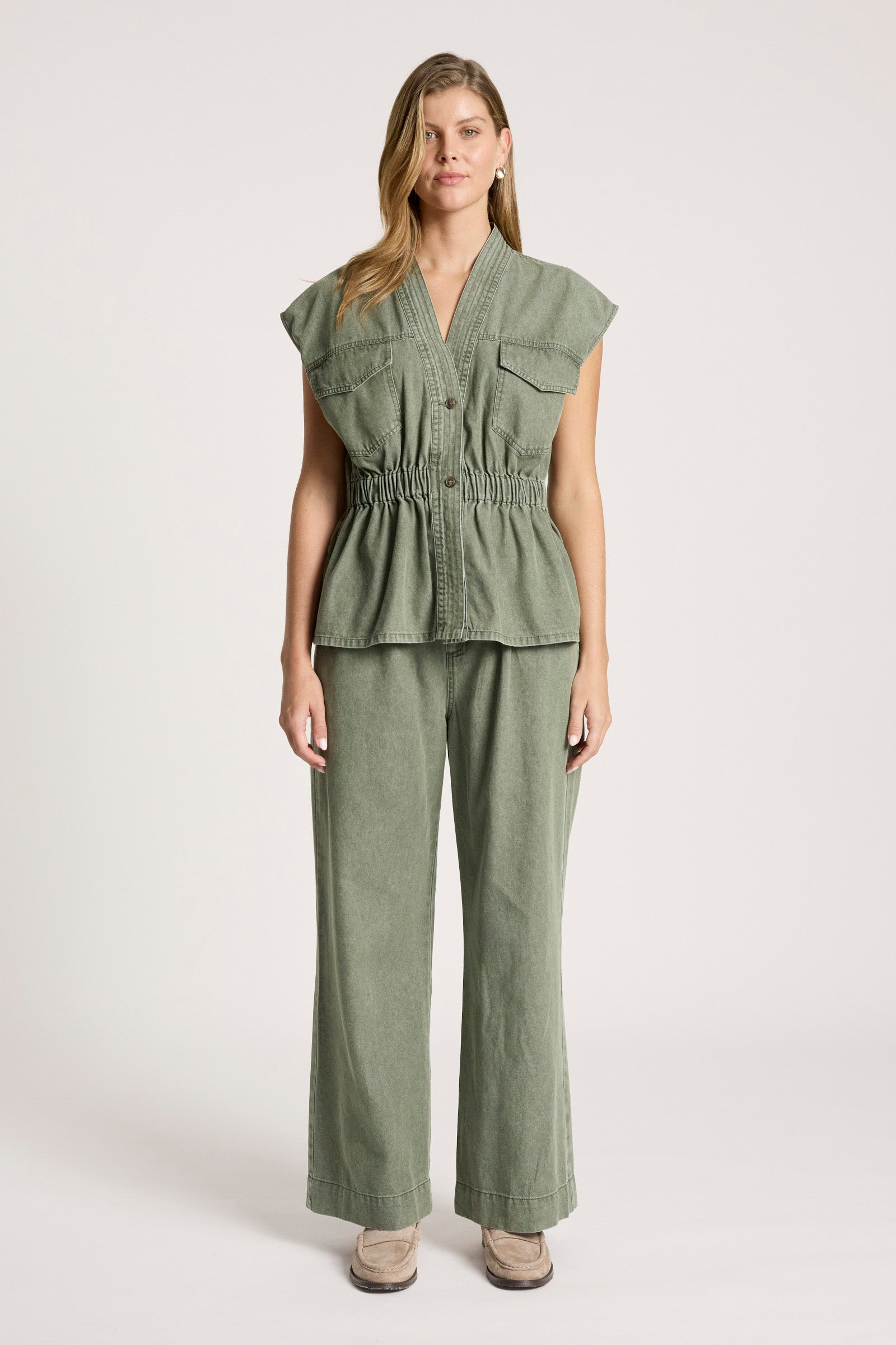 Bodhi Denim Vest - Olive