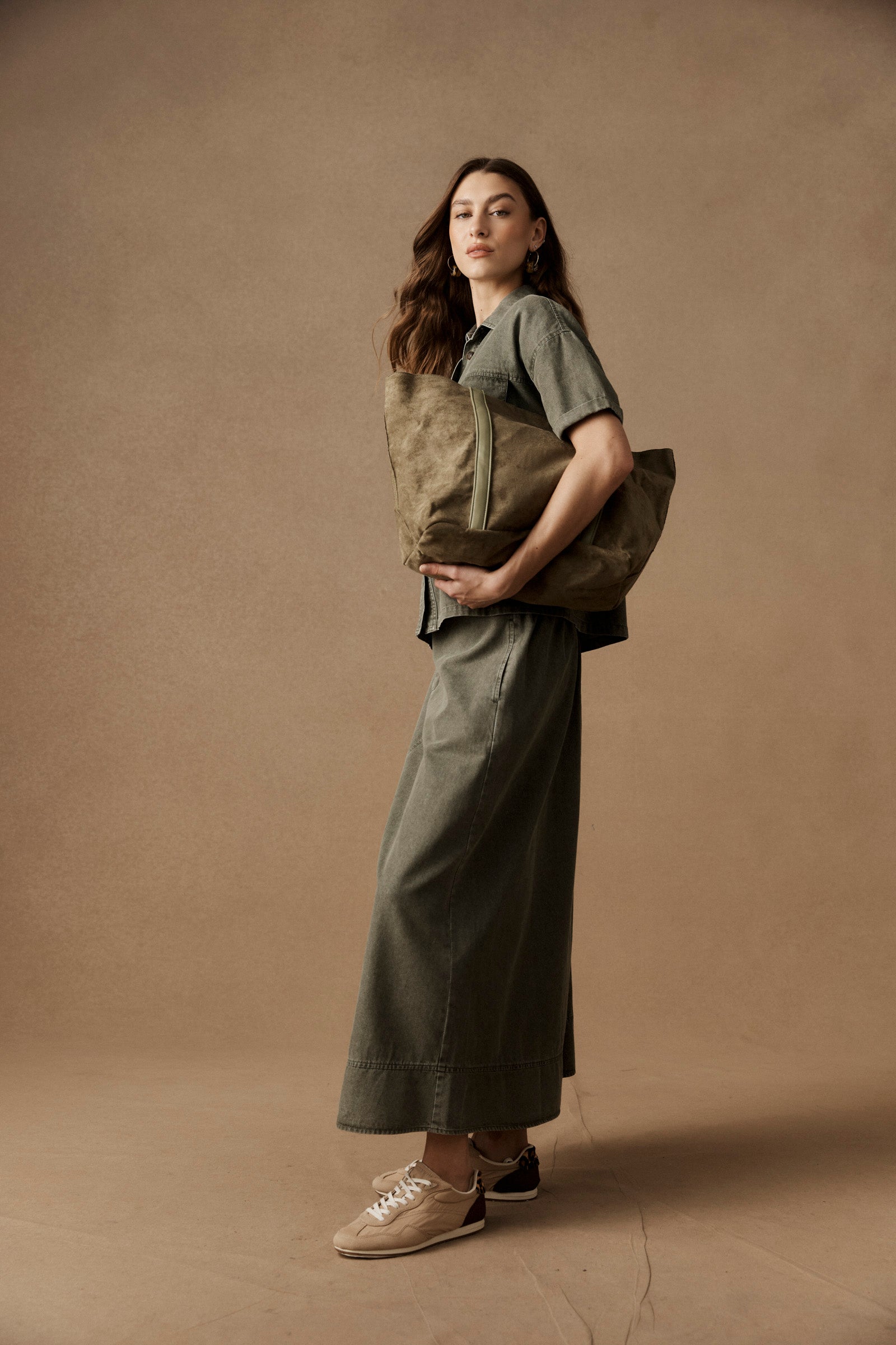 Bodhi Denim Skirt - Olive