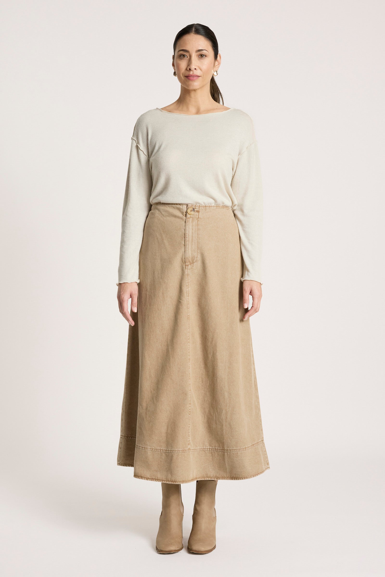 Bodhi Denim Skirt - Fawn