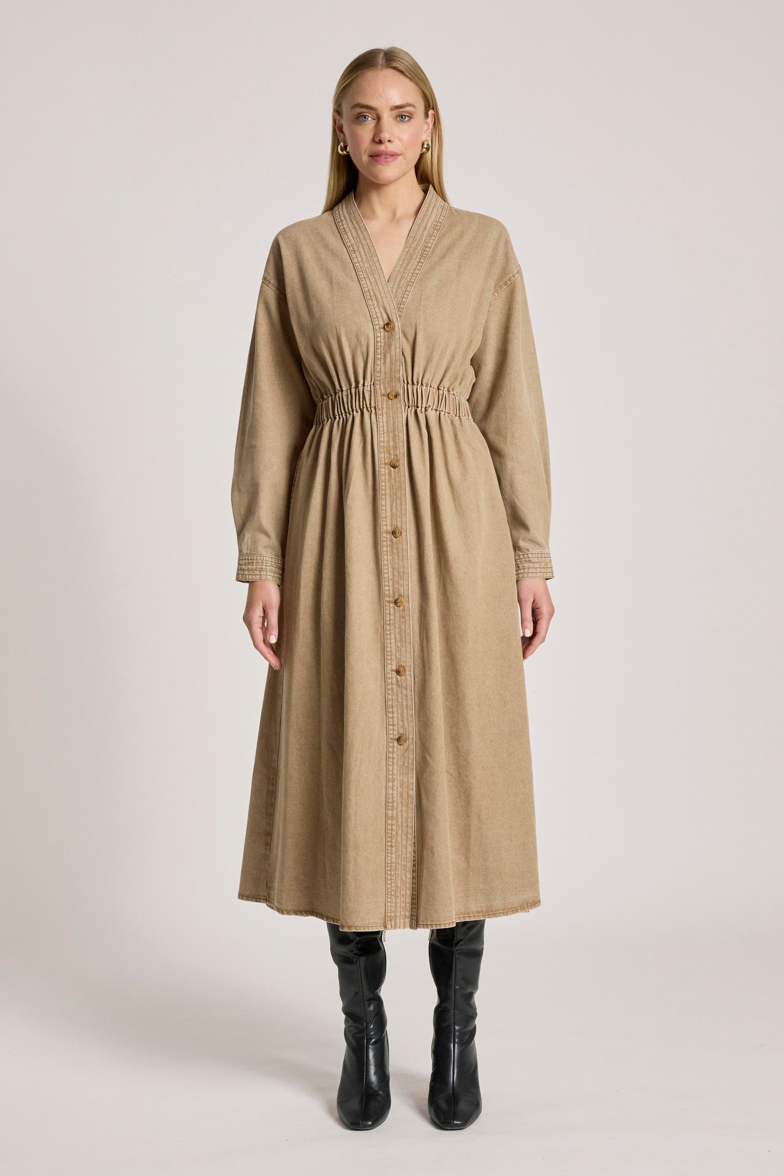 Bodhi Denim Dress - Fawn