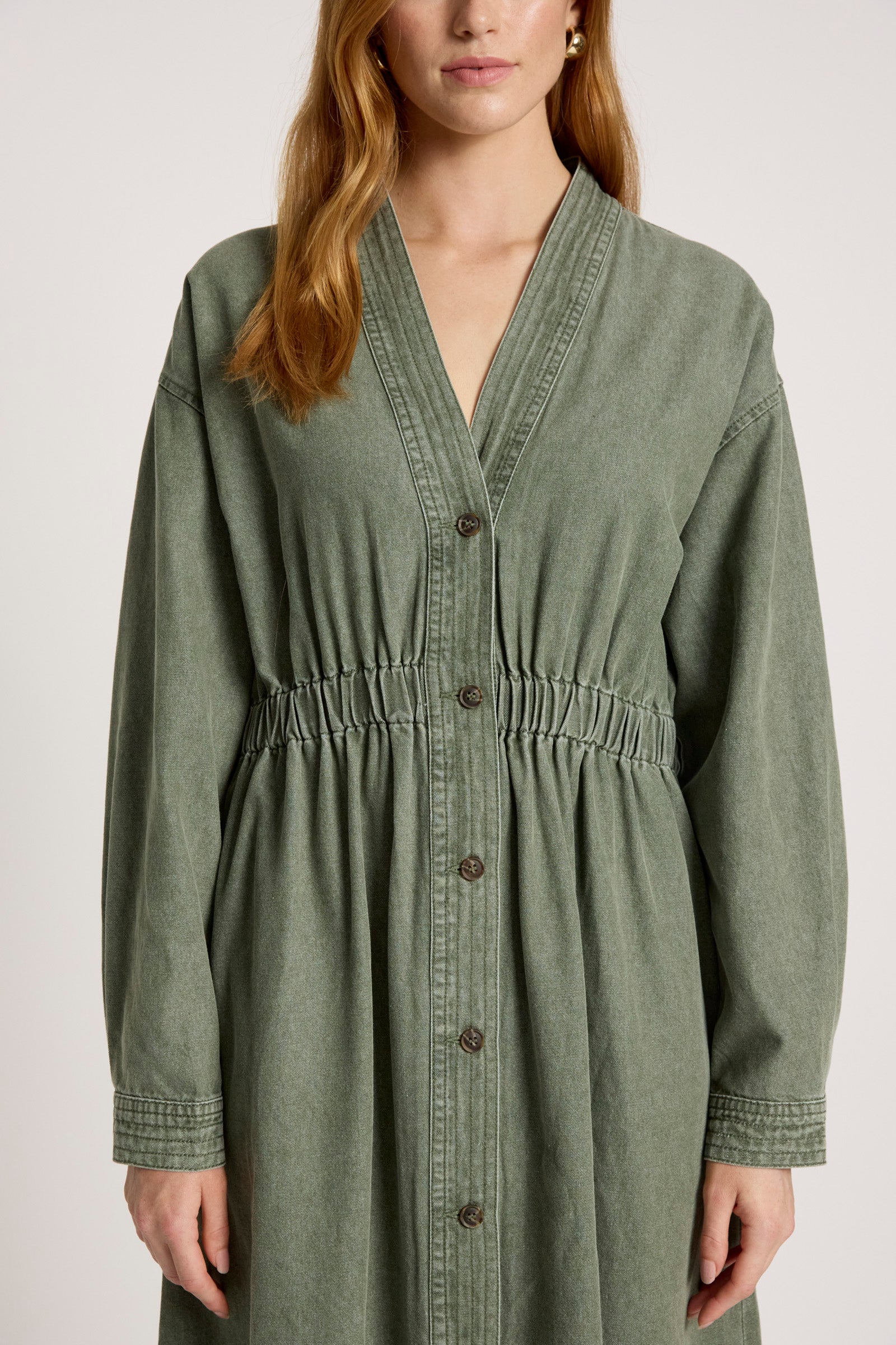 Bodhi Denim Dress - Olive