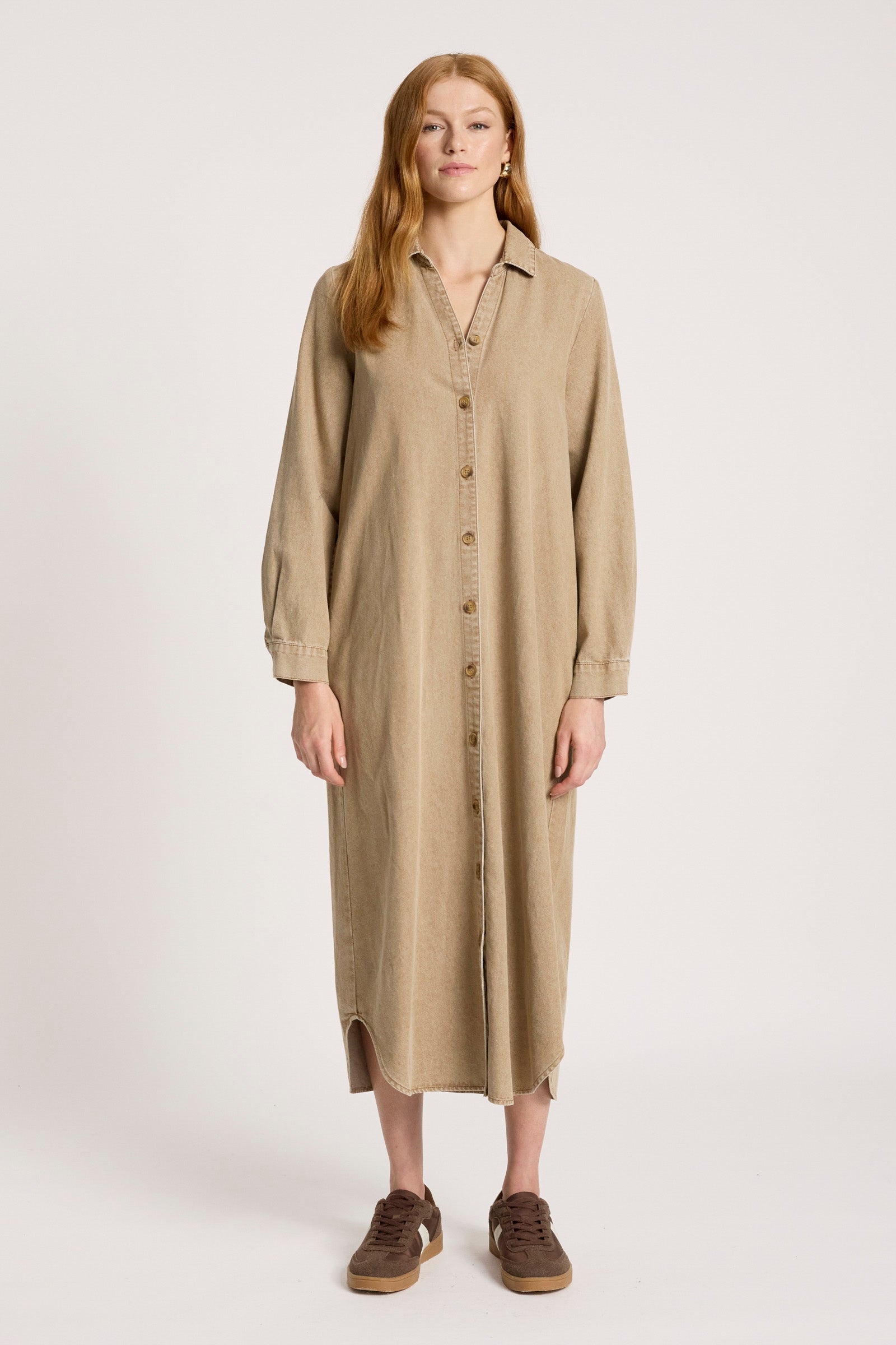 Bodhi Denim Shirt Dress - Fawn