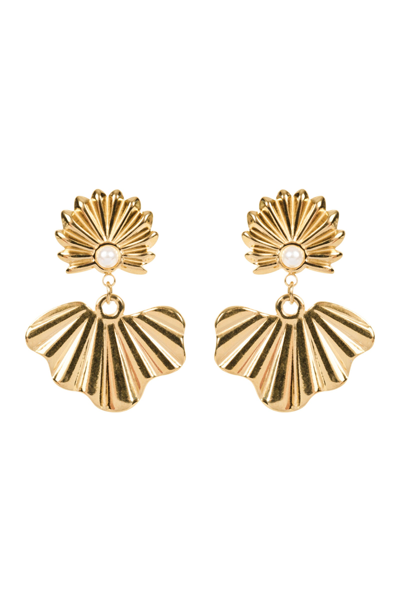 San Earring - Gold Fan