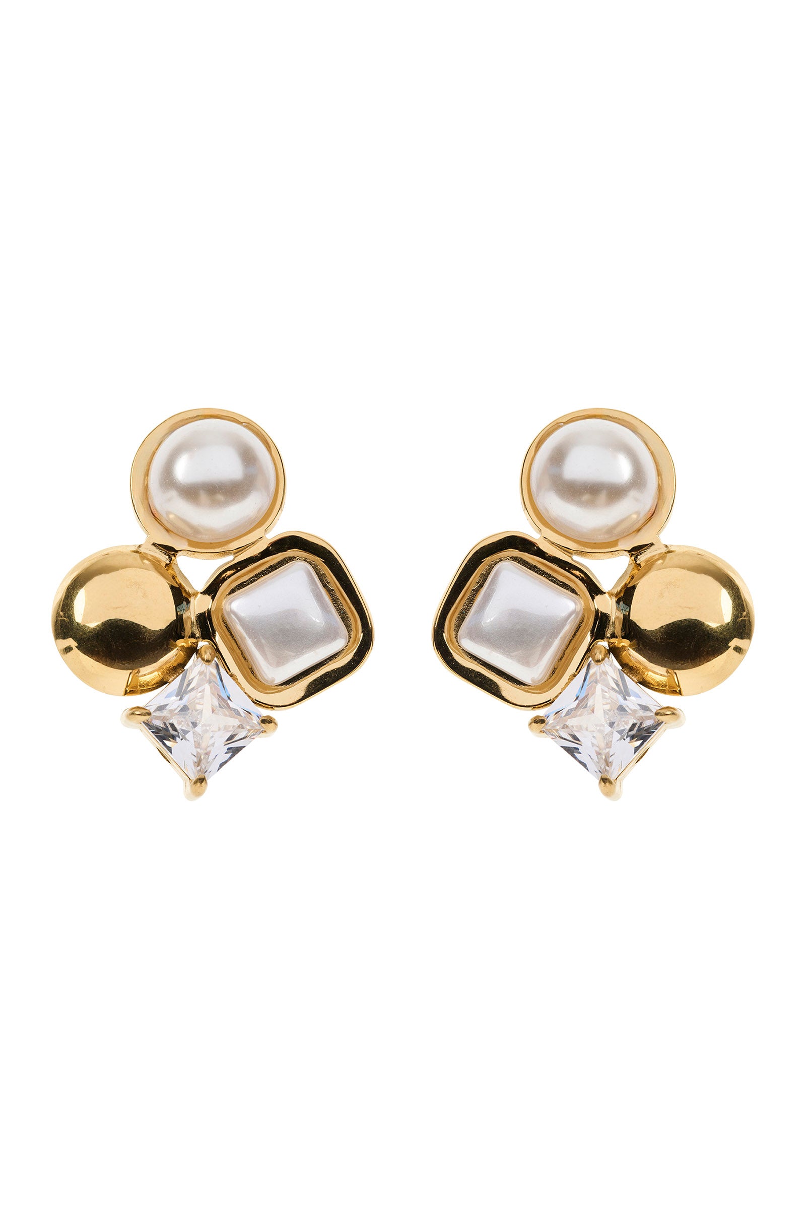 San Pearl Earring - Pearl / Diamante