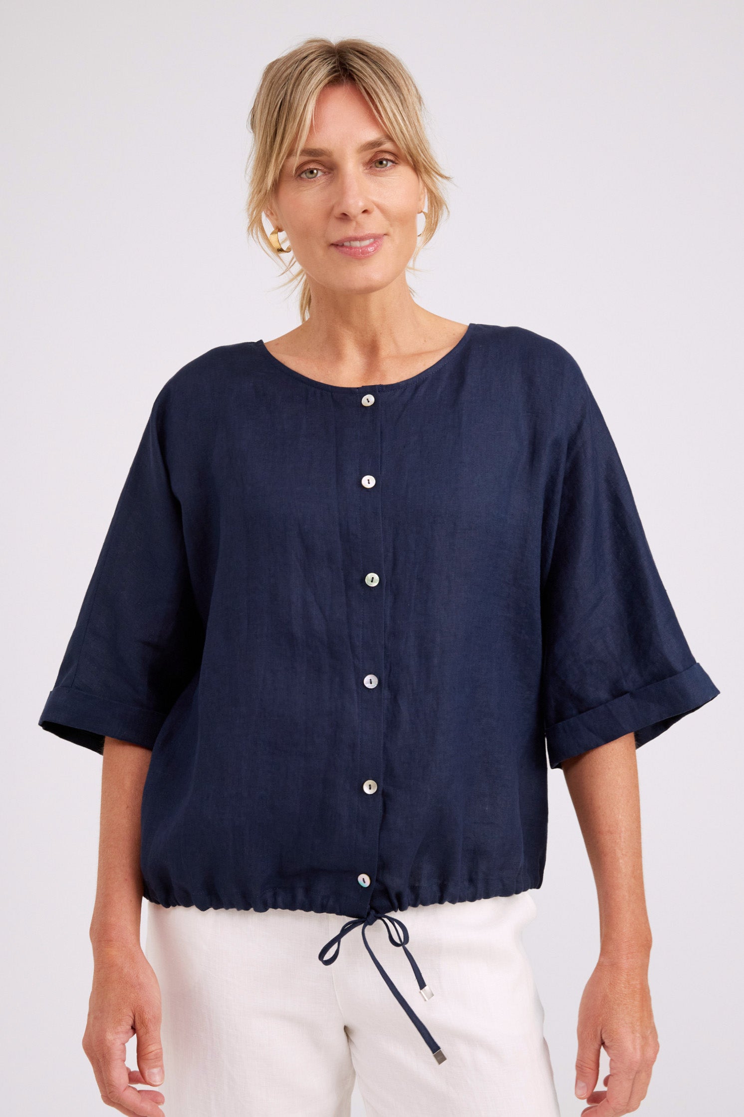 Studio Button Top/Jacket - Navy