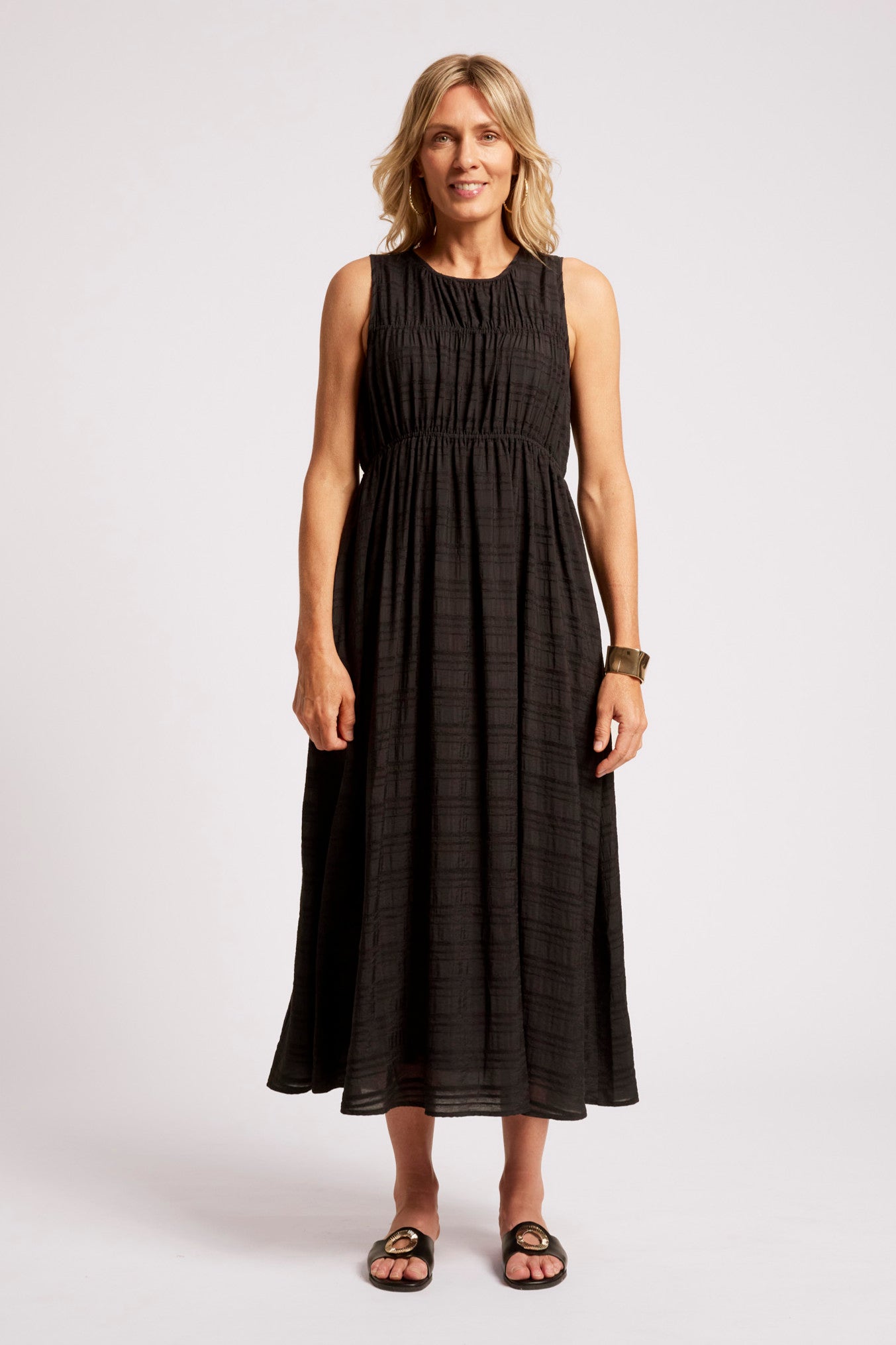 Sovana Ruched Maxi Dress - Black