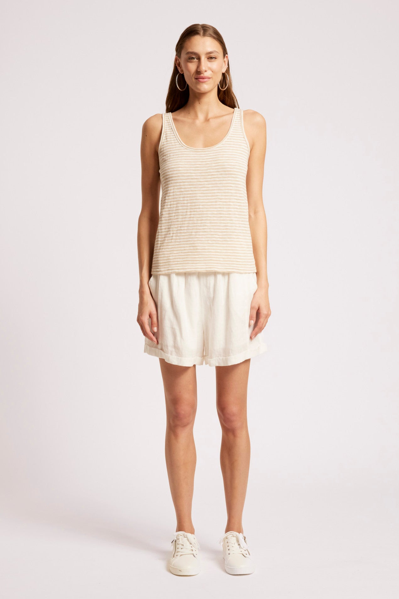 Casa Striped Tank - Dune / White
