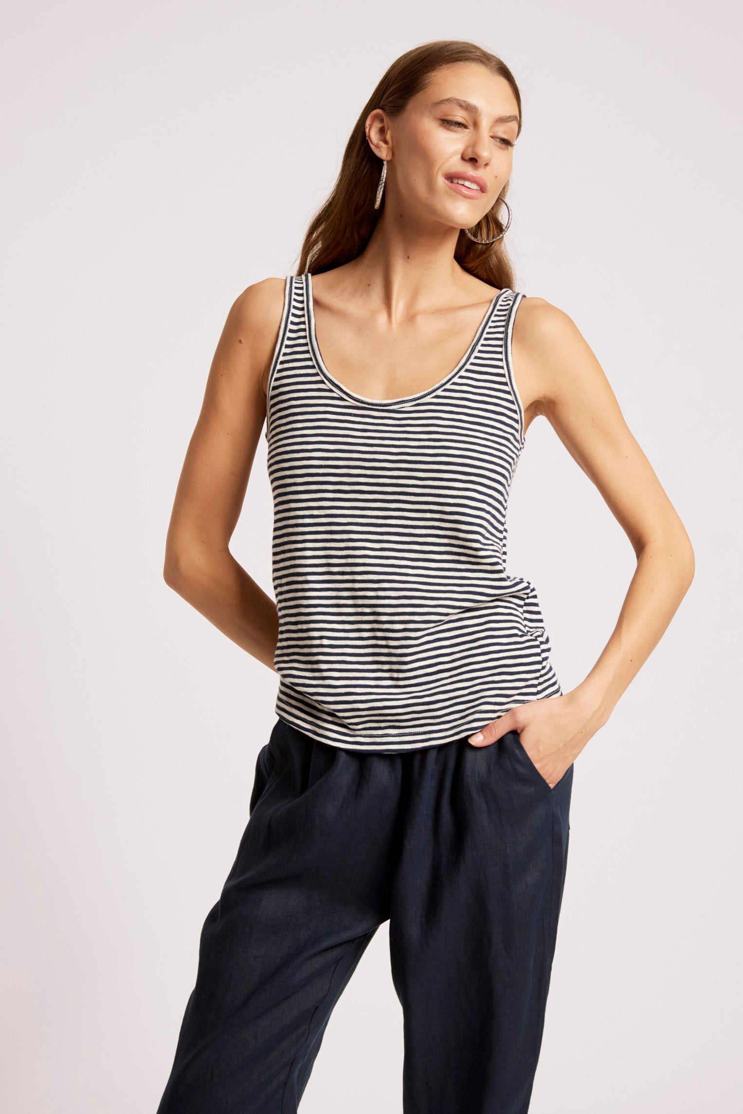 Casa Striped Tank - Indigo / White