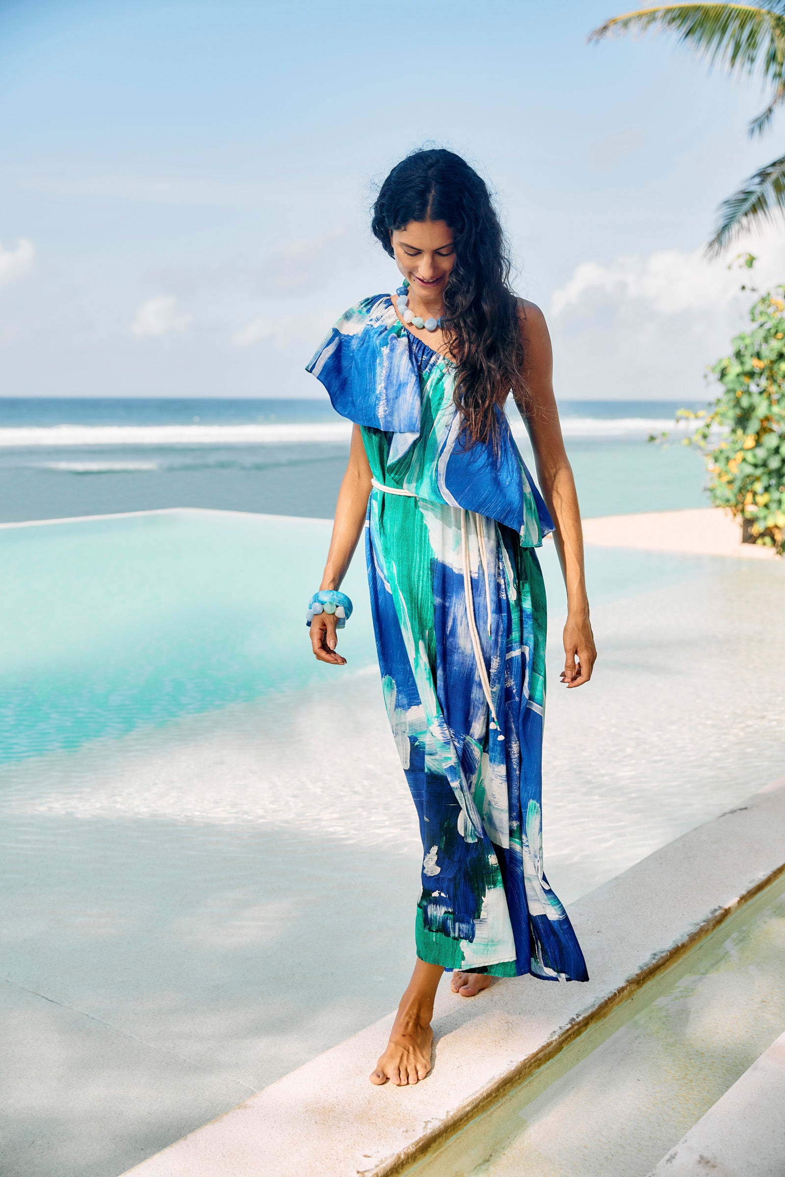 Palmera Off Shoulder Dress  - Seafoam