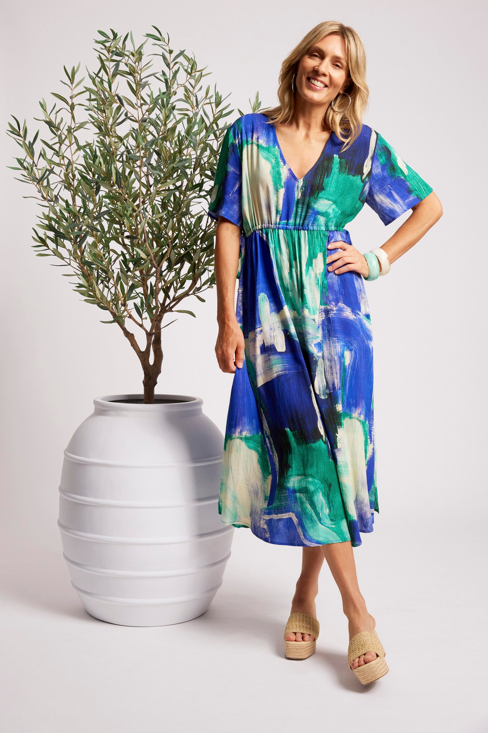 Palmera Tie Maxi Dress - Seafoam