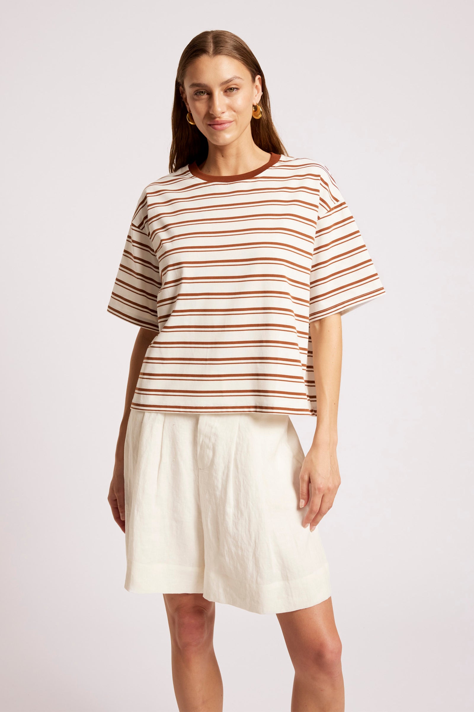 Paloma Striped Tshirt - Dune / White