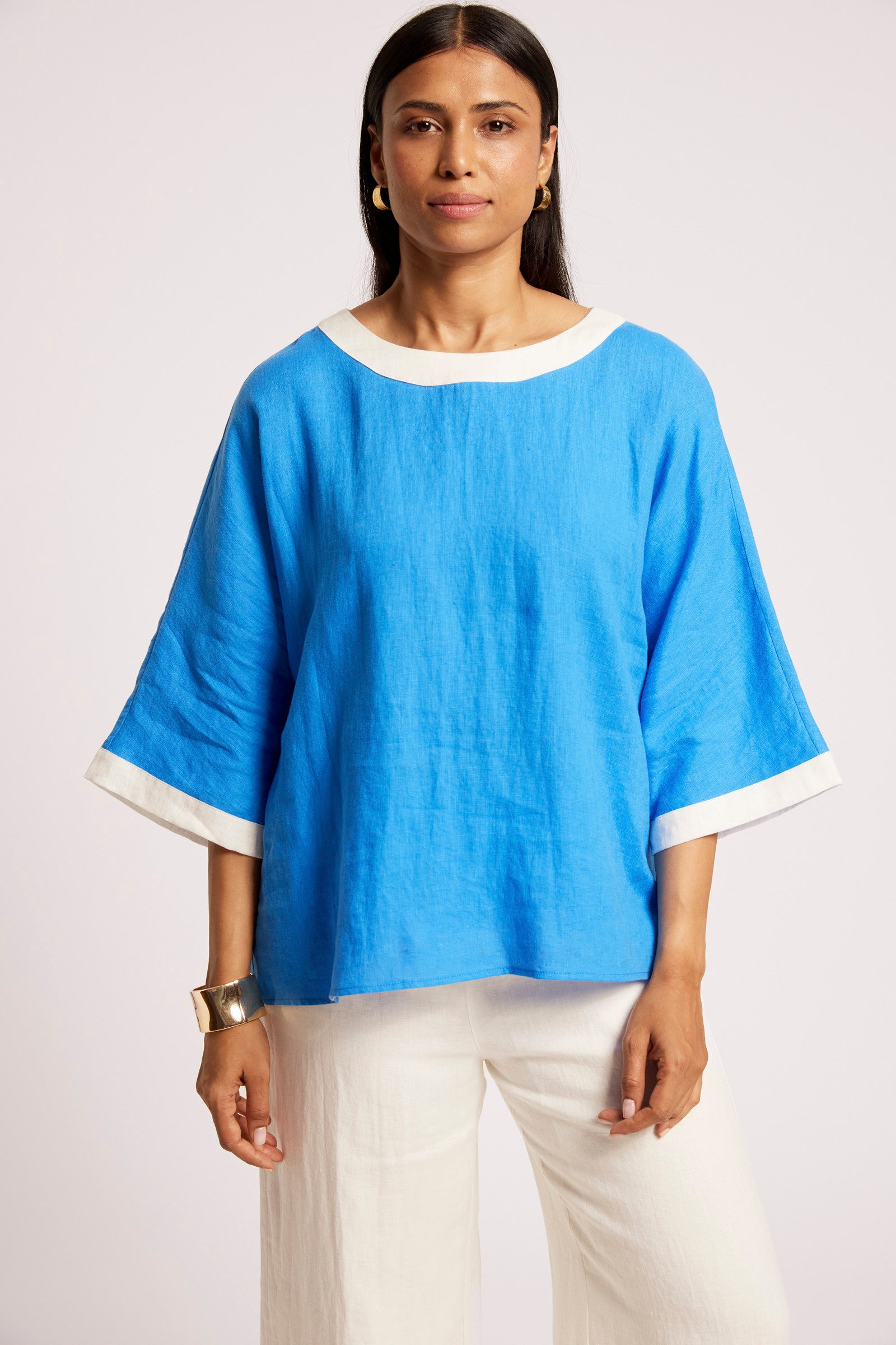 Maris Relaxed Splice Top - Marine / White