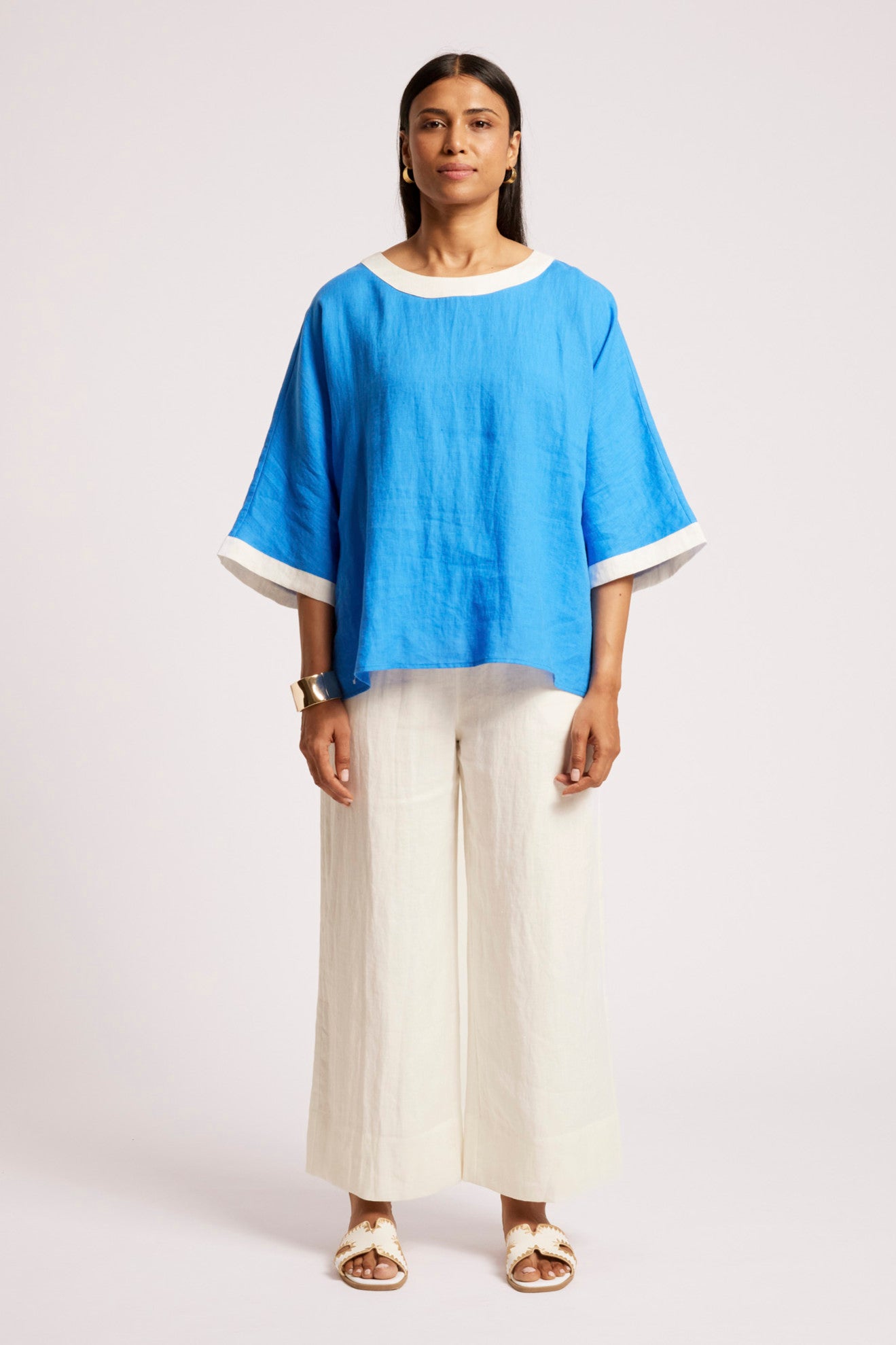 Maris Relaxed Splice Top - Marine / White