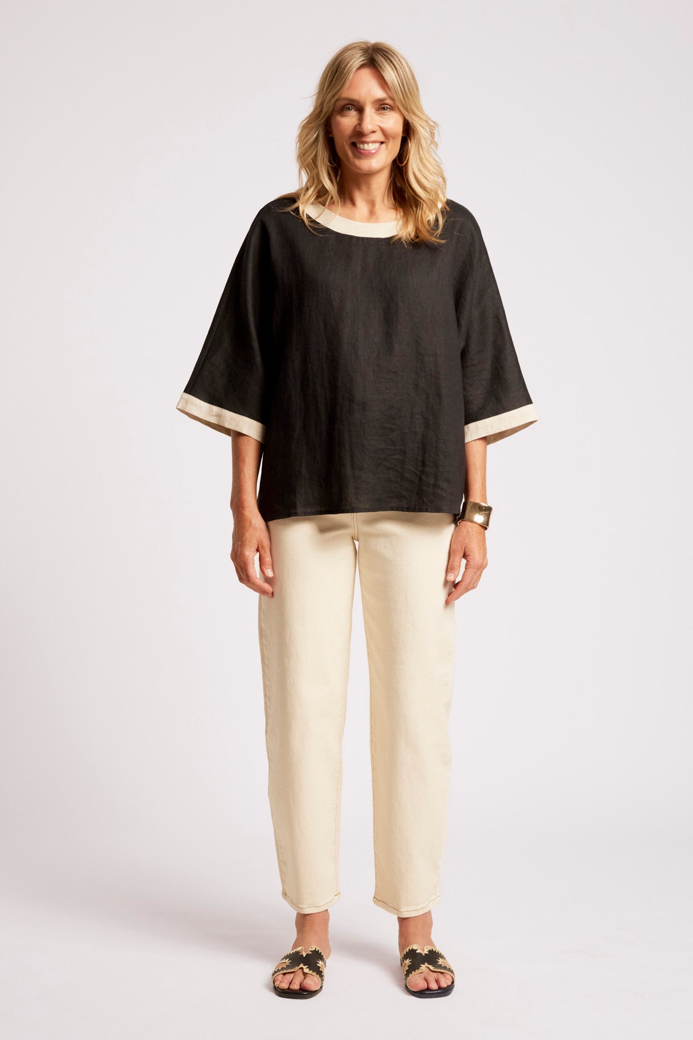 Maris Relaxed Splice Top - Black / Tusk