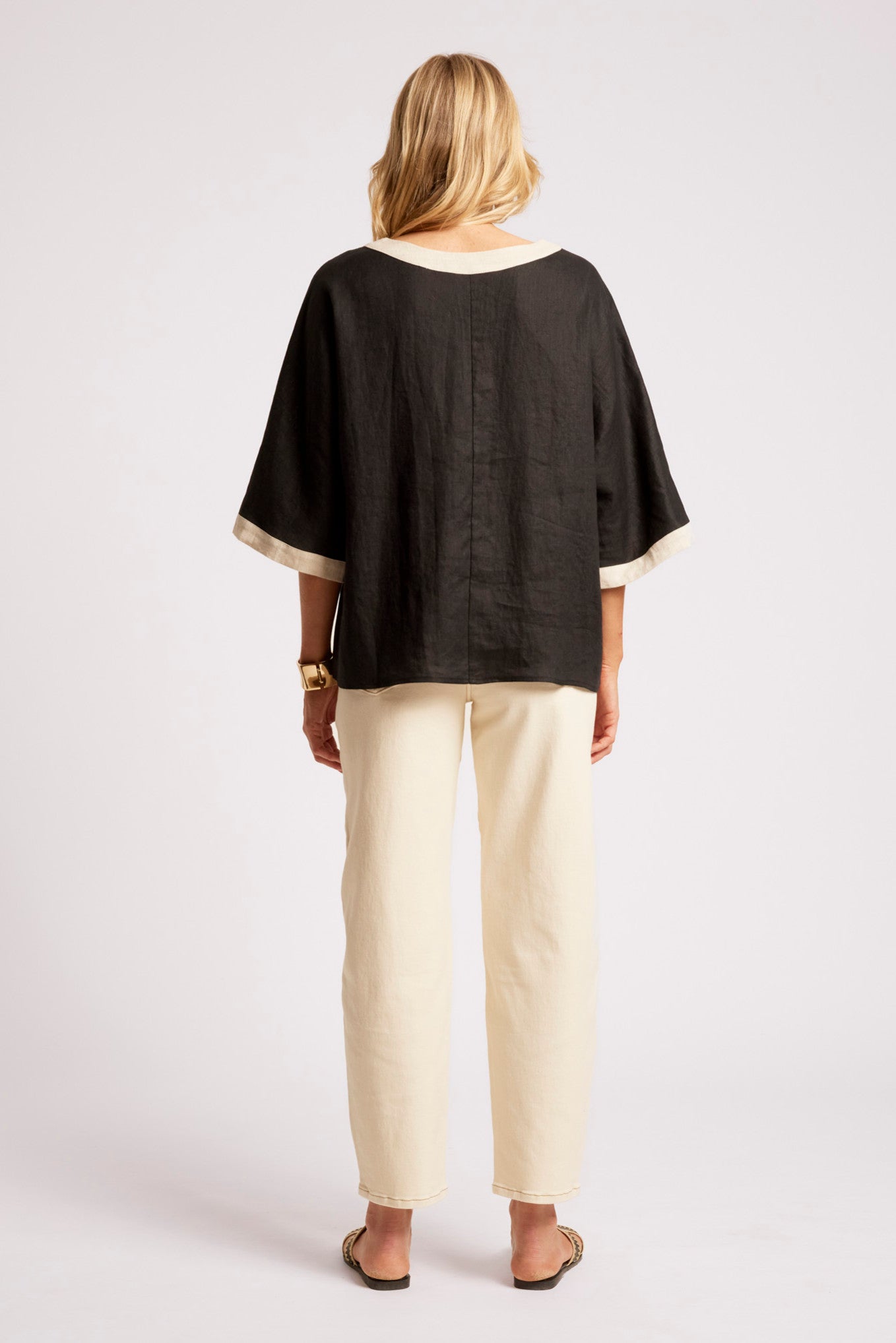 Maris Relaxed Splice Top - Black / Tusk