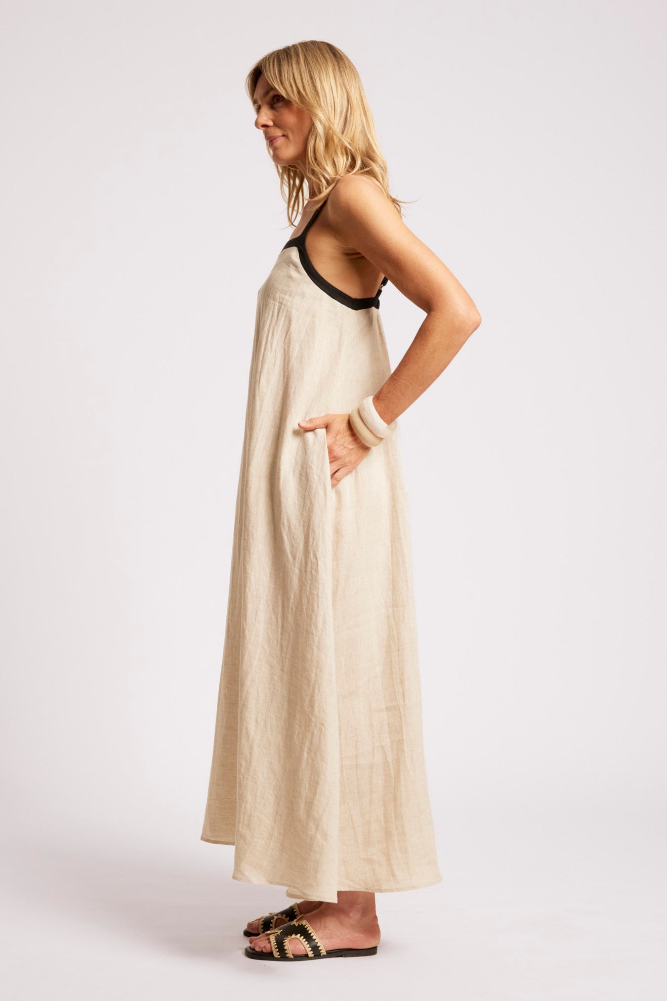 Maris Splice Tank Maxi Dress - Tusk / Black