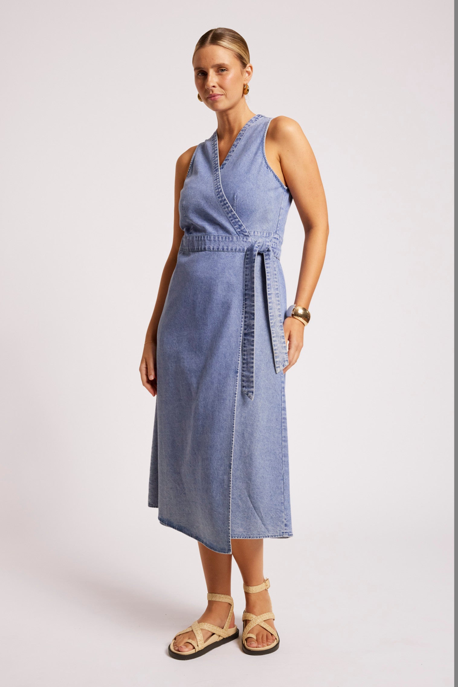 Dusk Denim Wrap Dress - Denim
