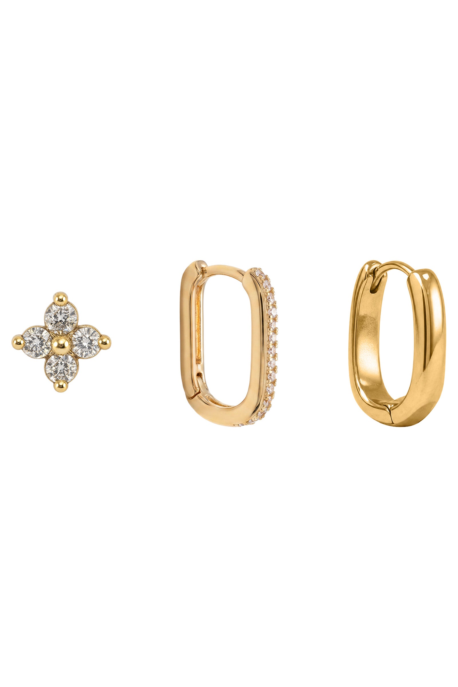 Heritage Trio Earrings - Star / Hoop Gold
